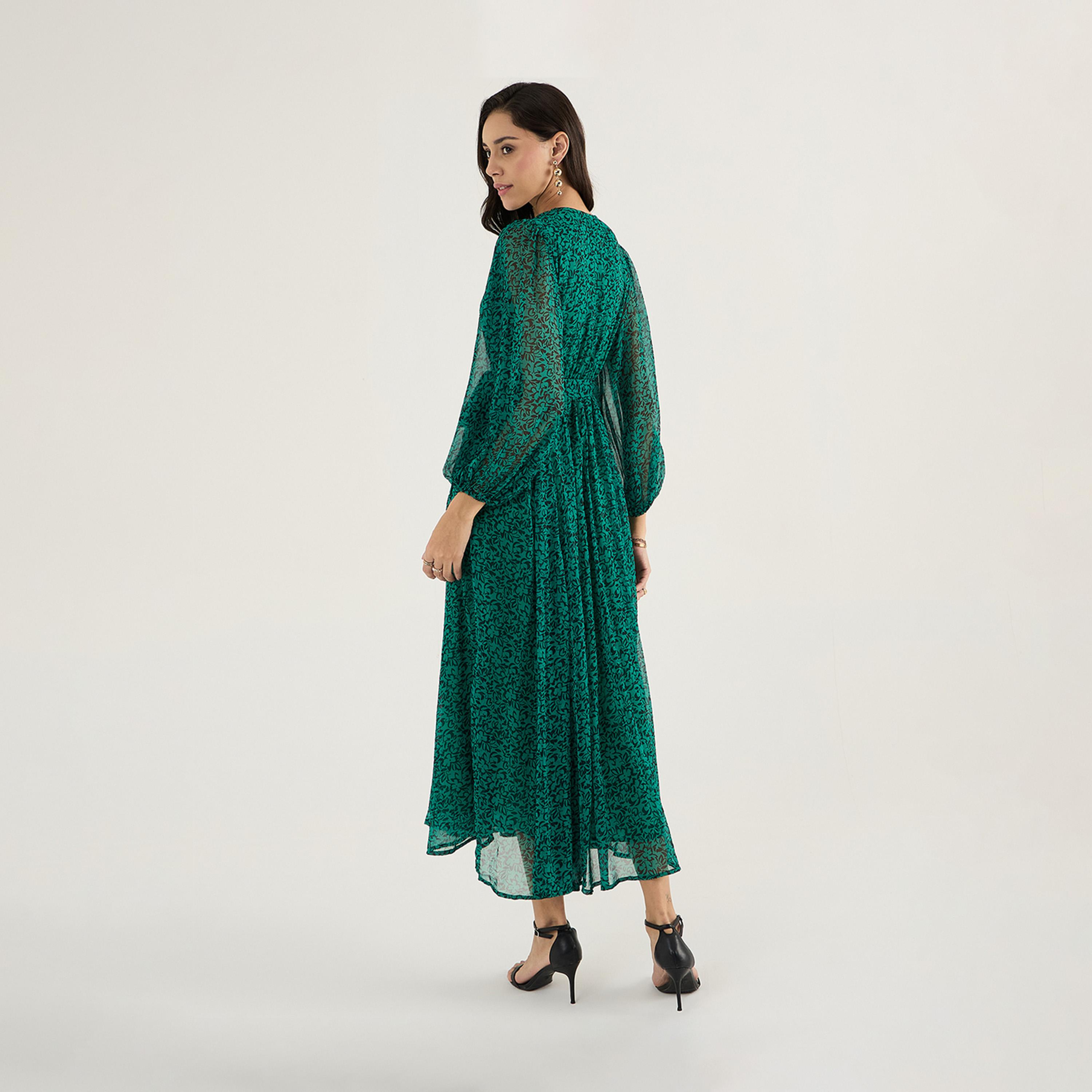 فيميلا × ستايلي - فستان ماكسي بطبعات الأزهار بأكمام منفوخة-women-clothing-dresses-image-2