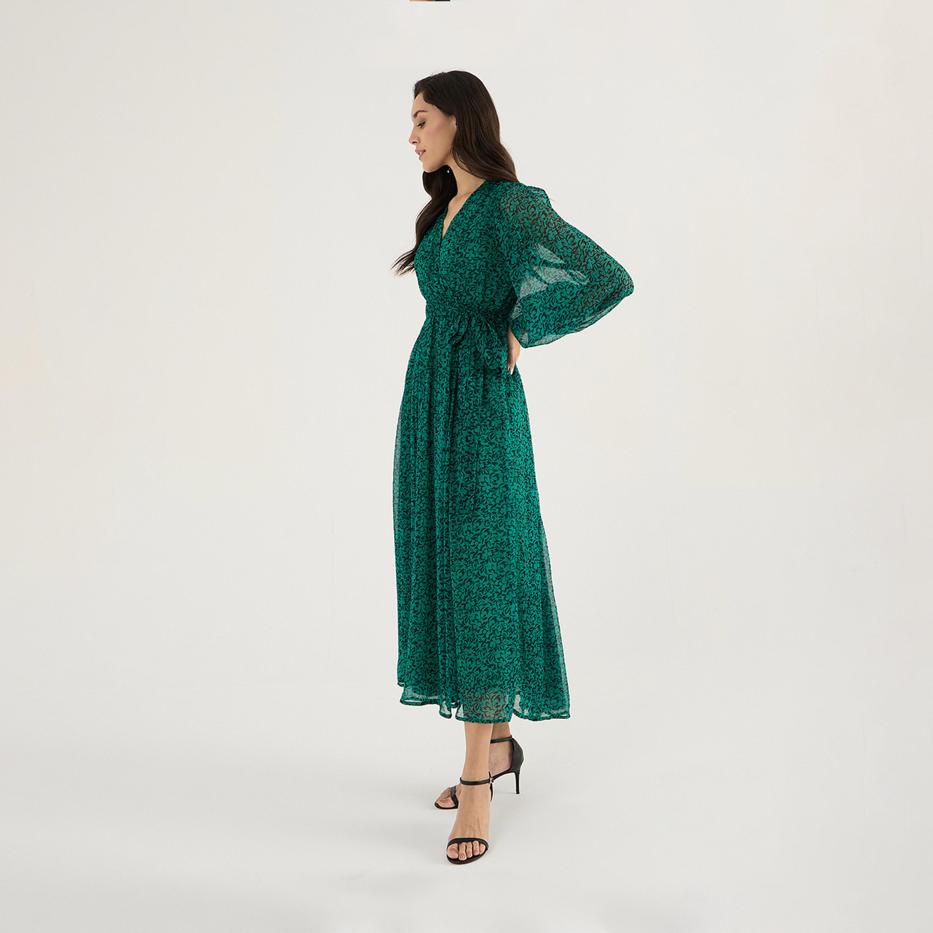 فيميلا × ستايلي - فستان ماكسي بطبعات الأزهار بأكمام منفوخة-women-clothing-dresses-image-3