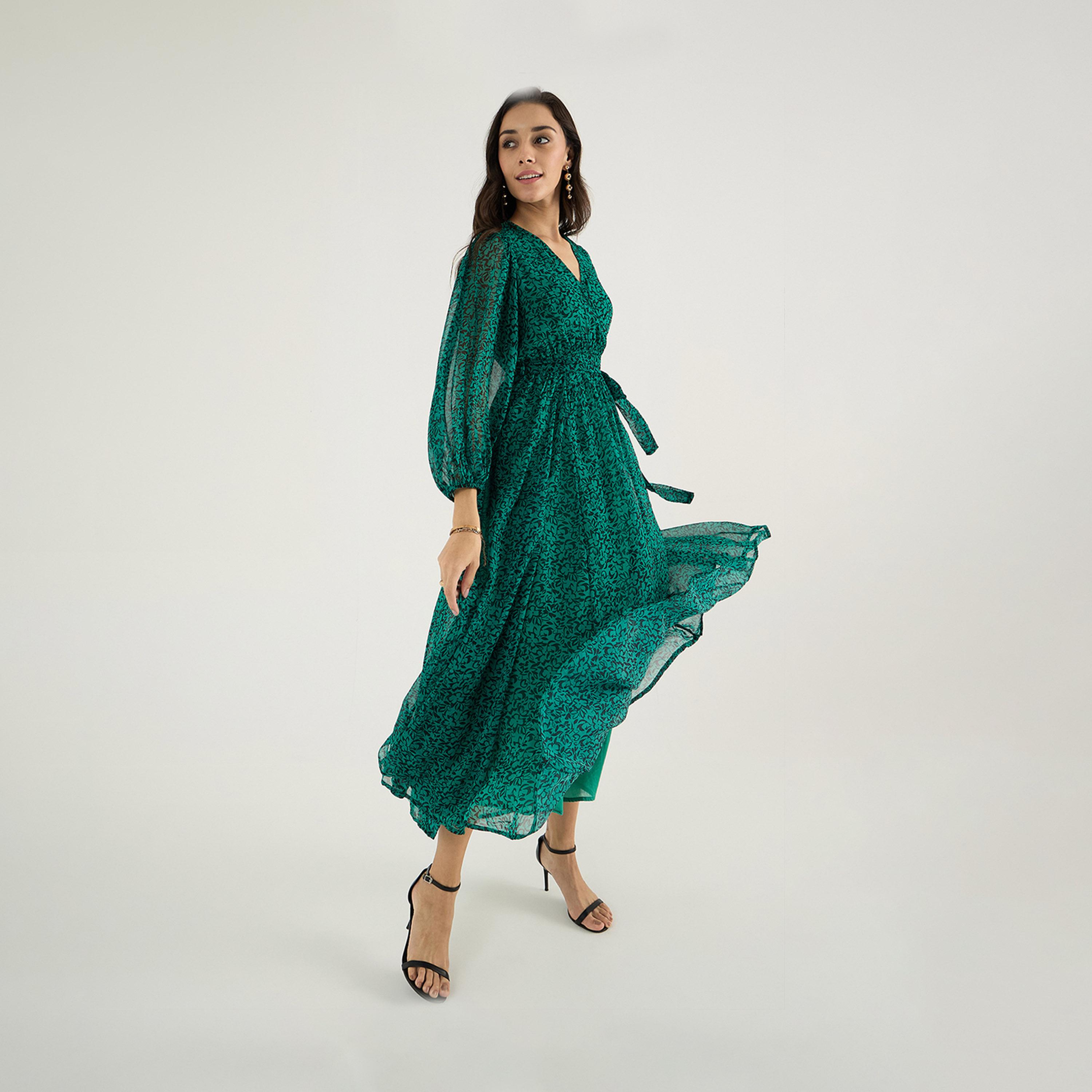 فيميلا × ستايلي - فستان ماكسي بطبعات الأزهار بأكمام منفوخة-women-clothing-dresses-image-6