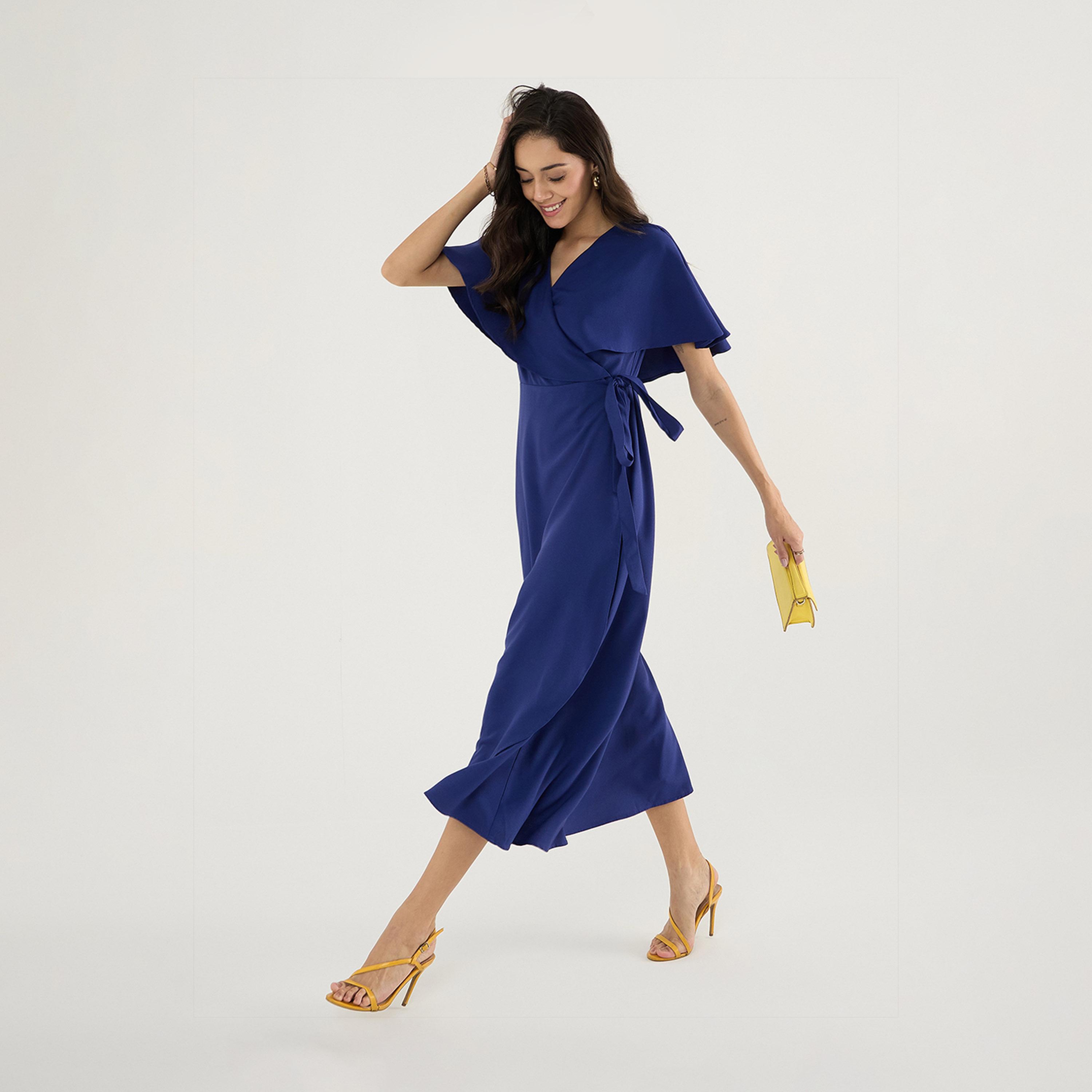 Femmella X Styli V Neck Wrap Maxi Dress With Tie-Up Belt-women-clothing-dresses-image-6