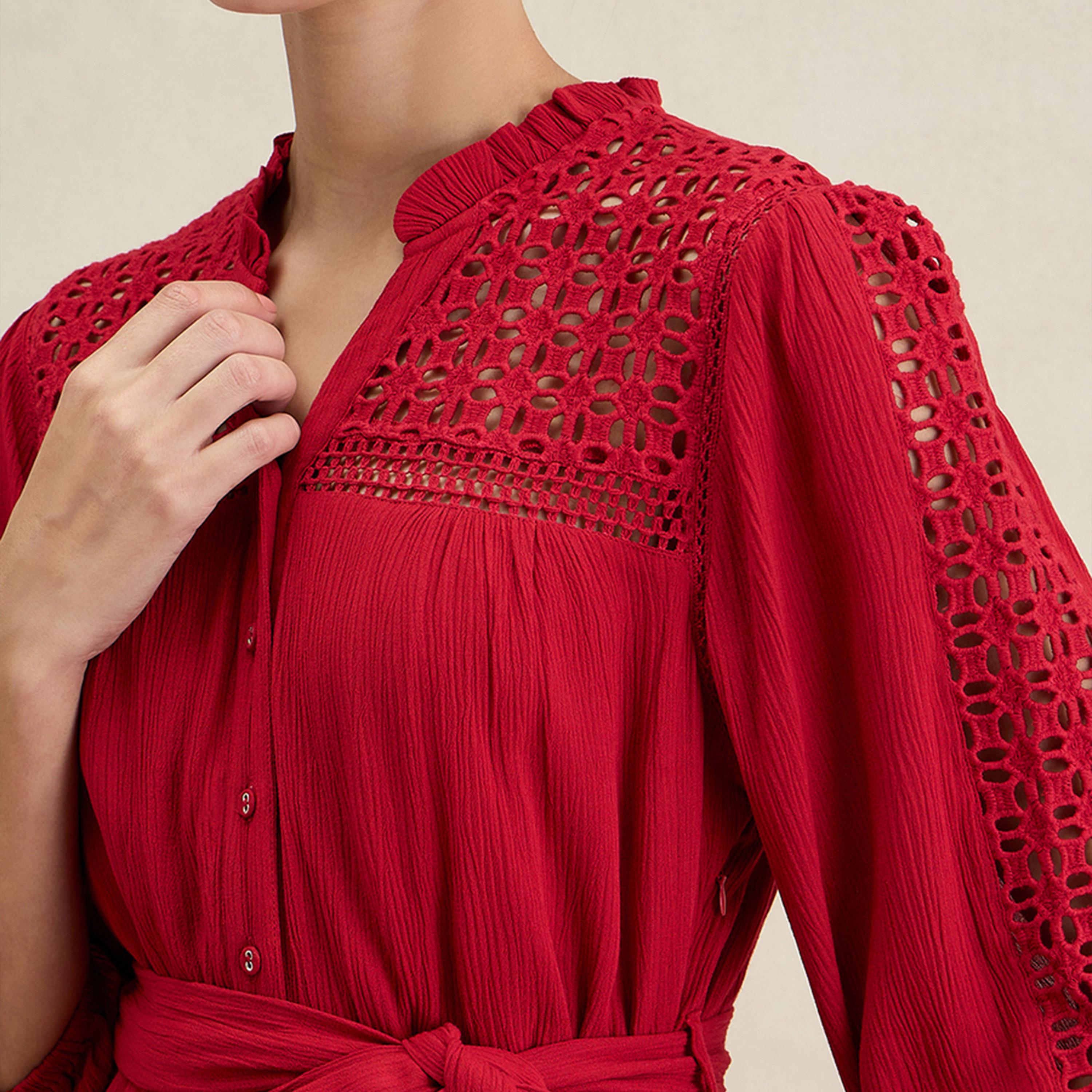 فيميلا × ستايلي - فستان ماكسي متعدد الطبقات من قماش شيفلي مع حزام ربط-women-clothing-dresses-image-1
