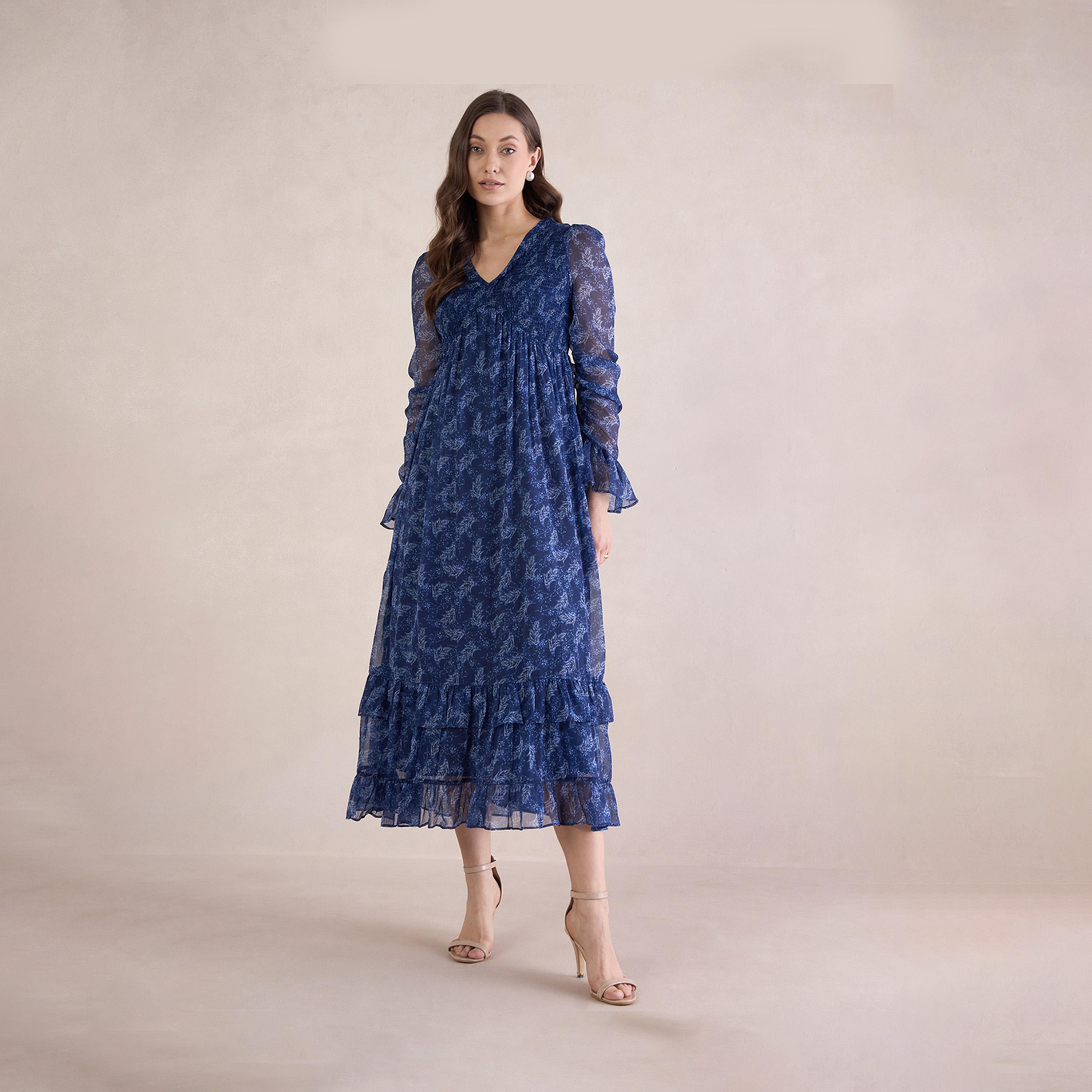 فيميلا × ستايلي - فستان ميدي متعدد الطبقات بطبعات الأزهار مع تفاصيل مطرزة-women-clothing-dresses-image-1