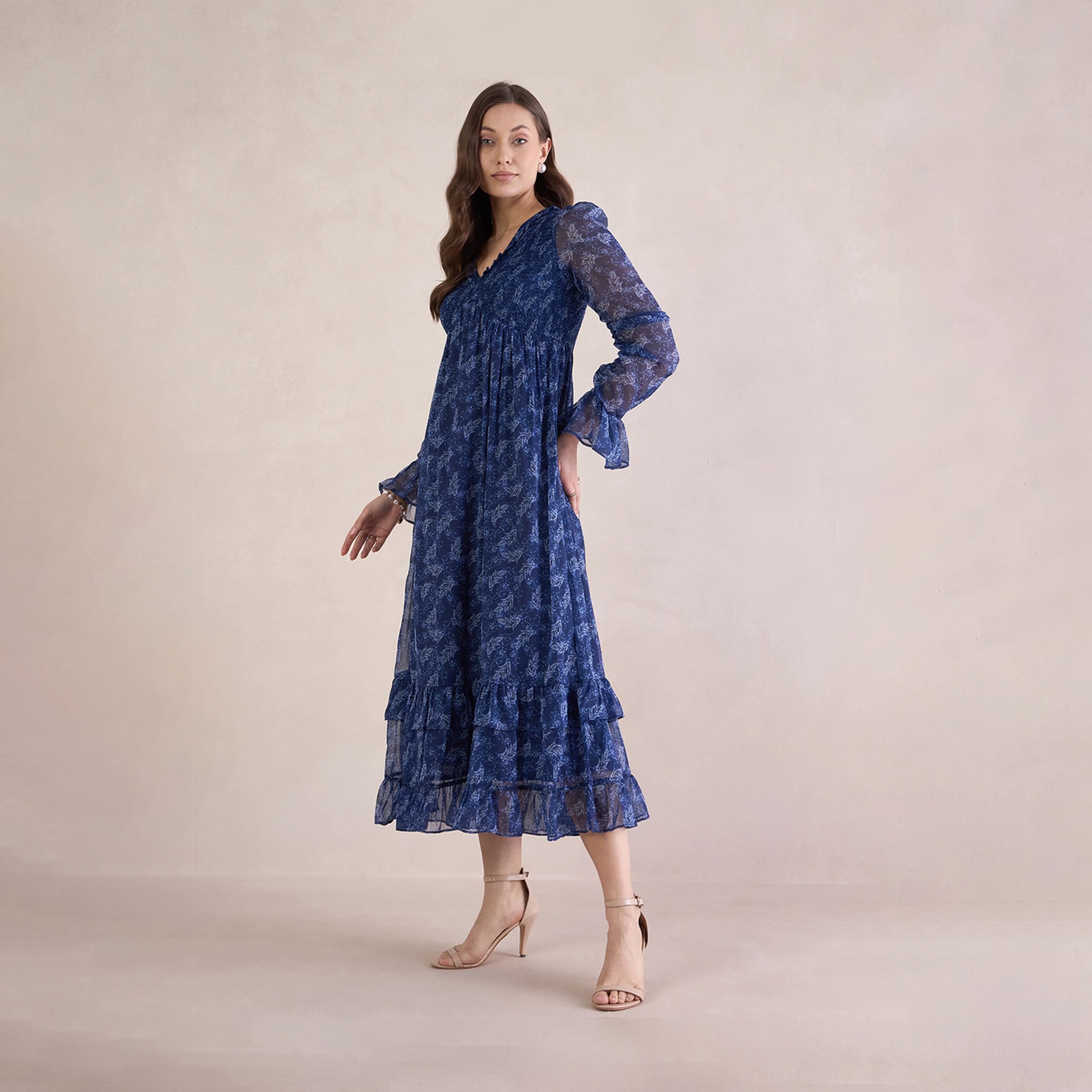 فيميلا × ستايلي - فستان ميدي متعدد الطبقات بطبعات الأزهار مع تفاصيل مطرزة-women-clothing-dresses-image-2