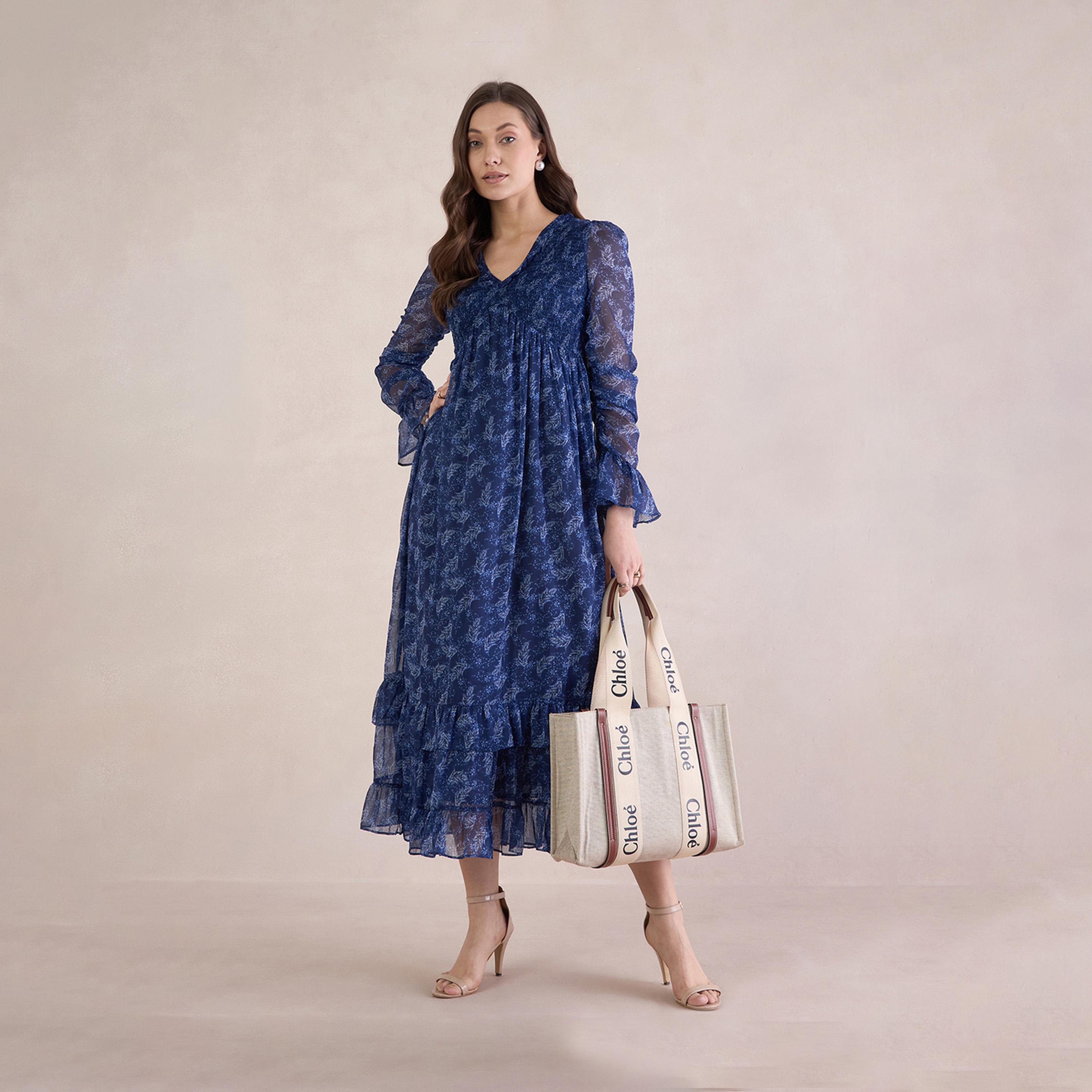 فيميلا × ستايلي - فستان ميدي متعدد الطبقات بطبعات الأزهار مع تفاصيل مطرزة-women-clothing-dresses-image-5