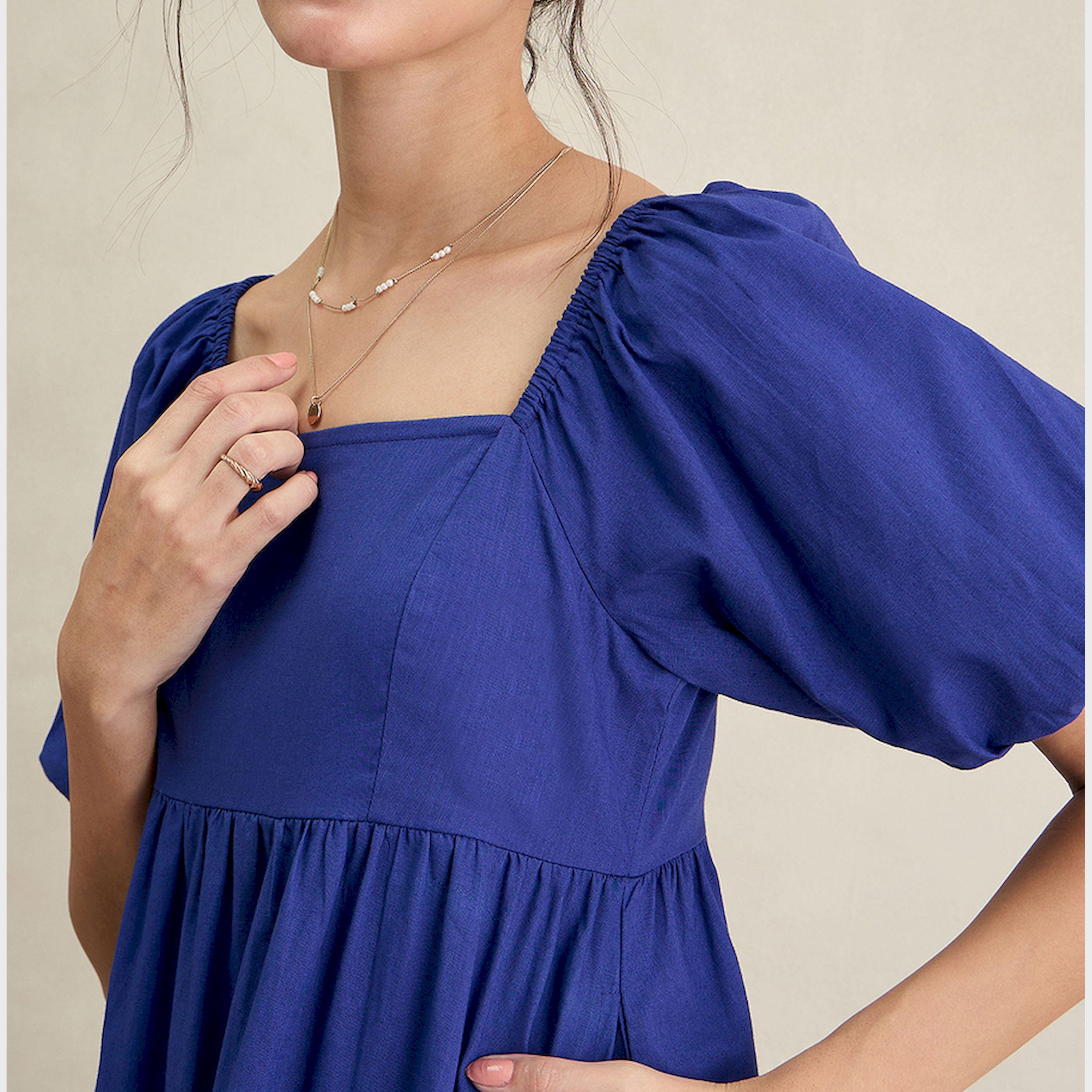 فيميلا × ستايلي - فستان ماكسي من القطن بأكمام منفوخة ورقبة مربعة-women-clothing-dresses-image-4