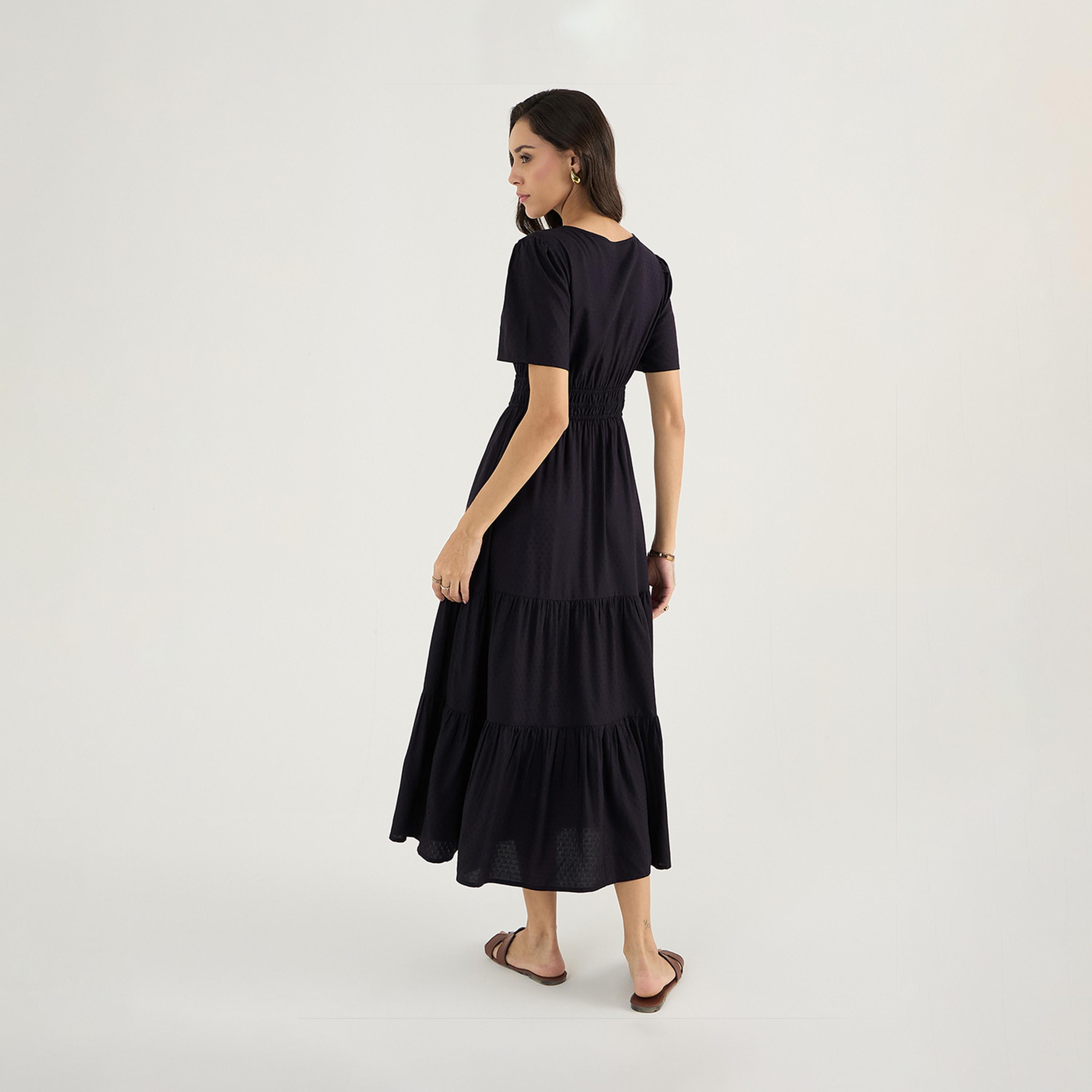 فيميلا × ستايلي - فستان ماكسي سادة بفتحة رقبة واسعة-women-clothing-dresses-image-2