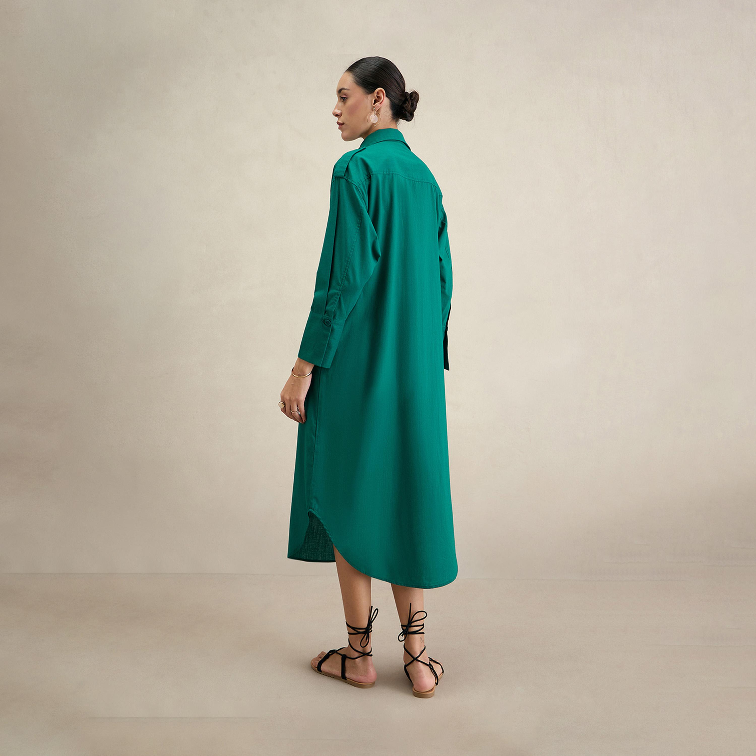 Femmella X Styli Cotton Shirt Collared Maxi Dress-women-clothing-dresses-image-2