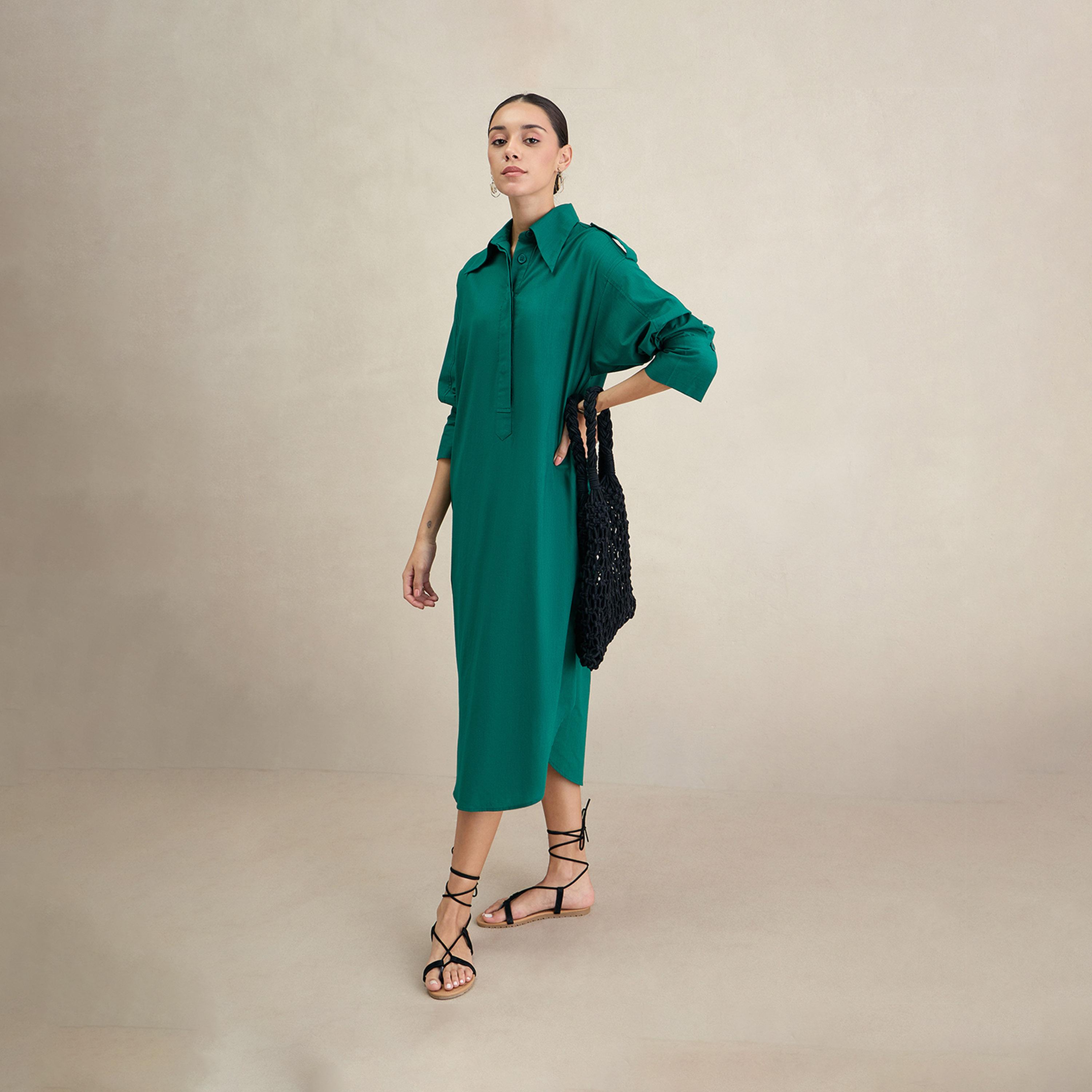 Femmella X Styli Cotton Shirt Collared Maxi Dress-women-clothing-dresses-image-5