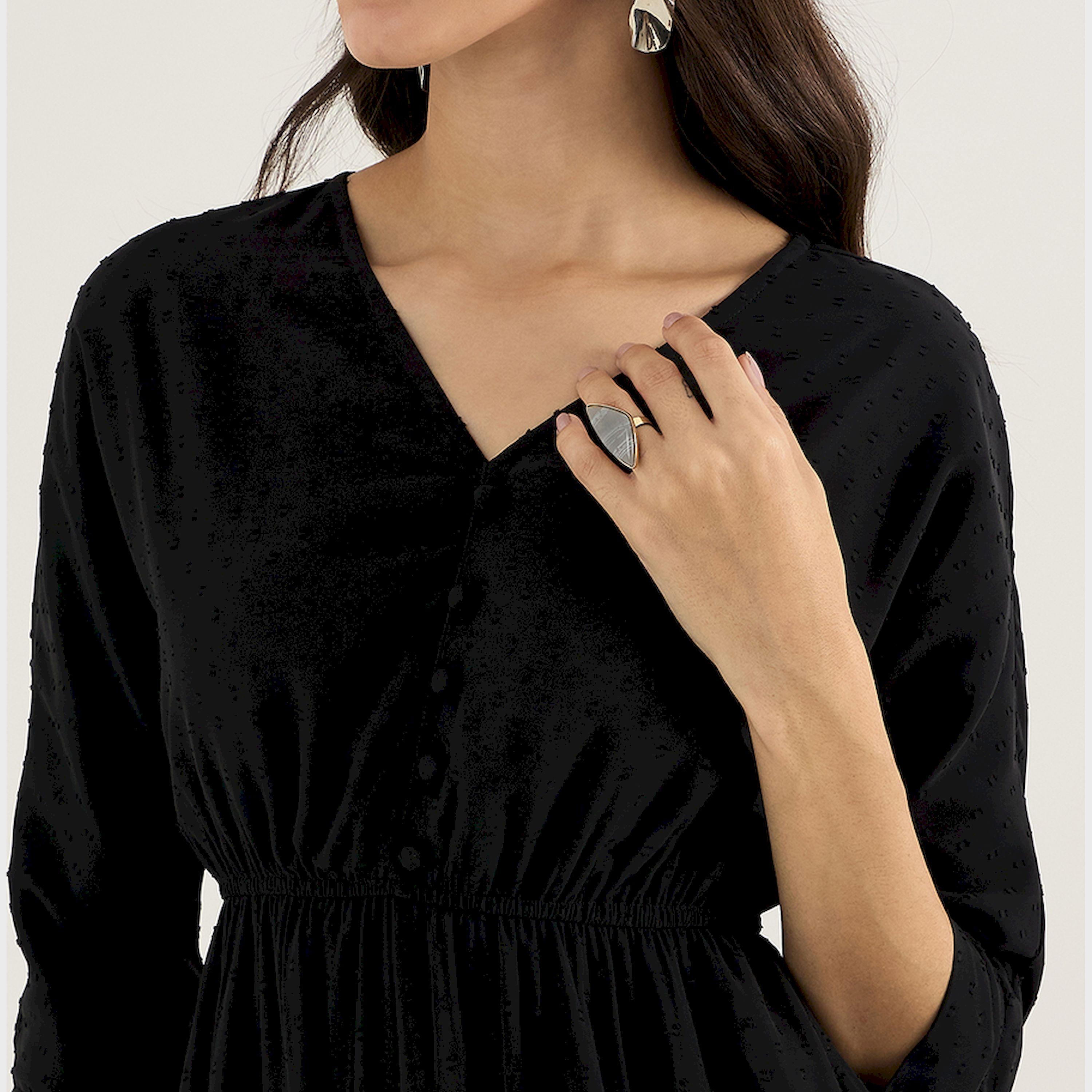 Femmella X Styli Textured Dobby V-Neck A-Line Midi Dress-women-clothing-dresses-image-5
