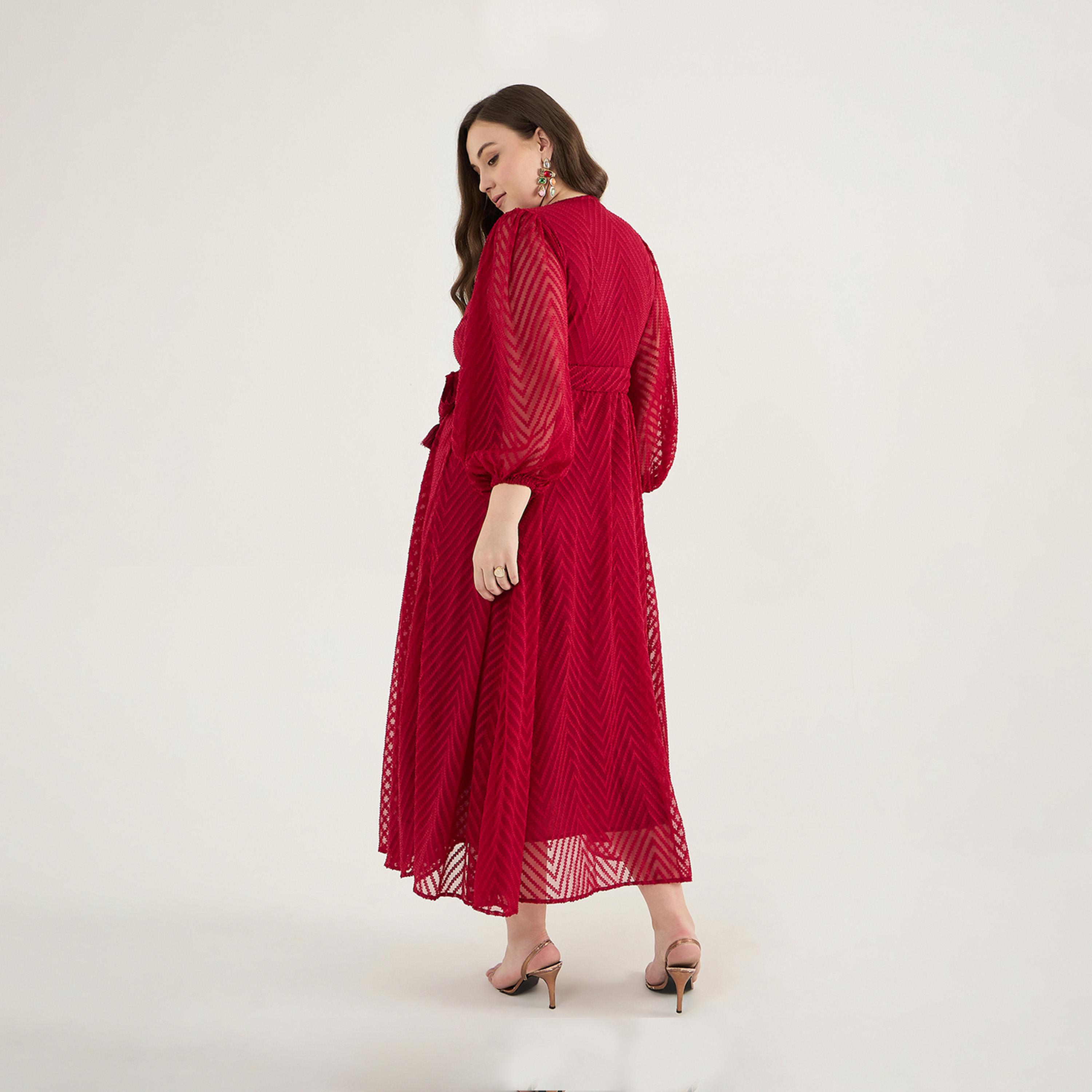 Femmella X Styli Plus Size Chevron Dobby Wrap Maxi Dress-women-clothing-dresses-image-2