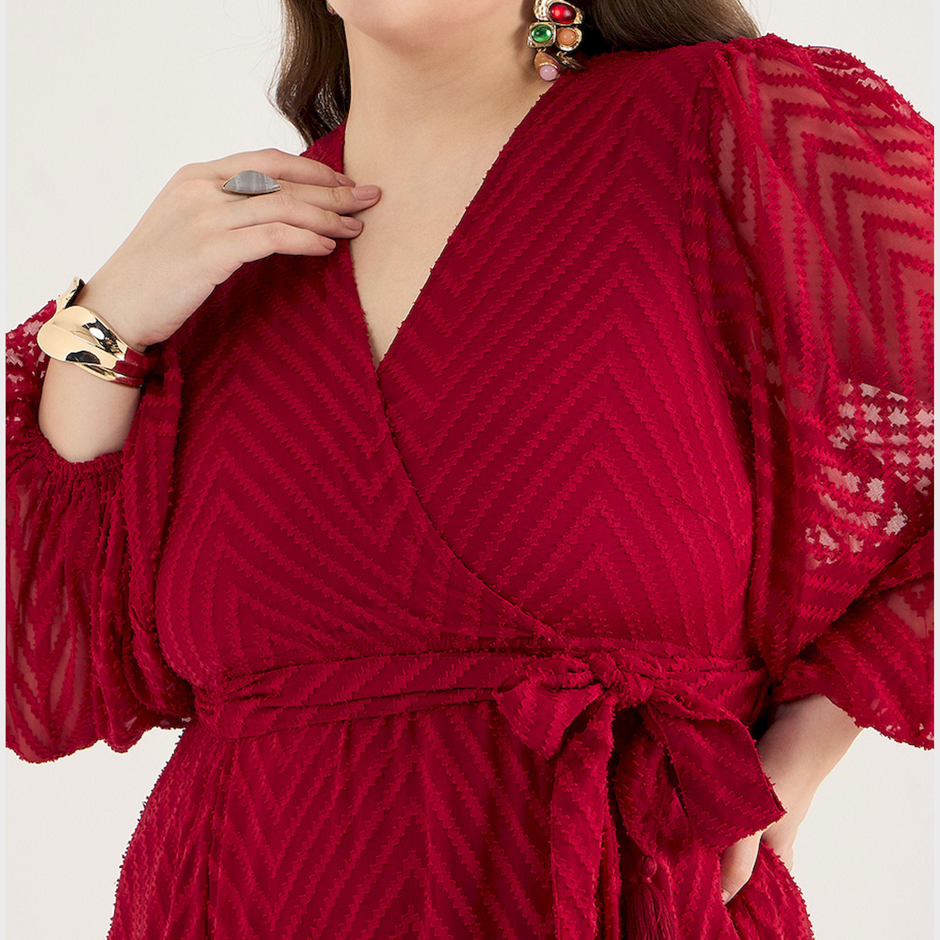 Femmella X Styli Plus Size Chevron Dobby Wrap Maxi Dress-women-clothing-dresses-image-4