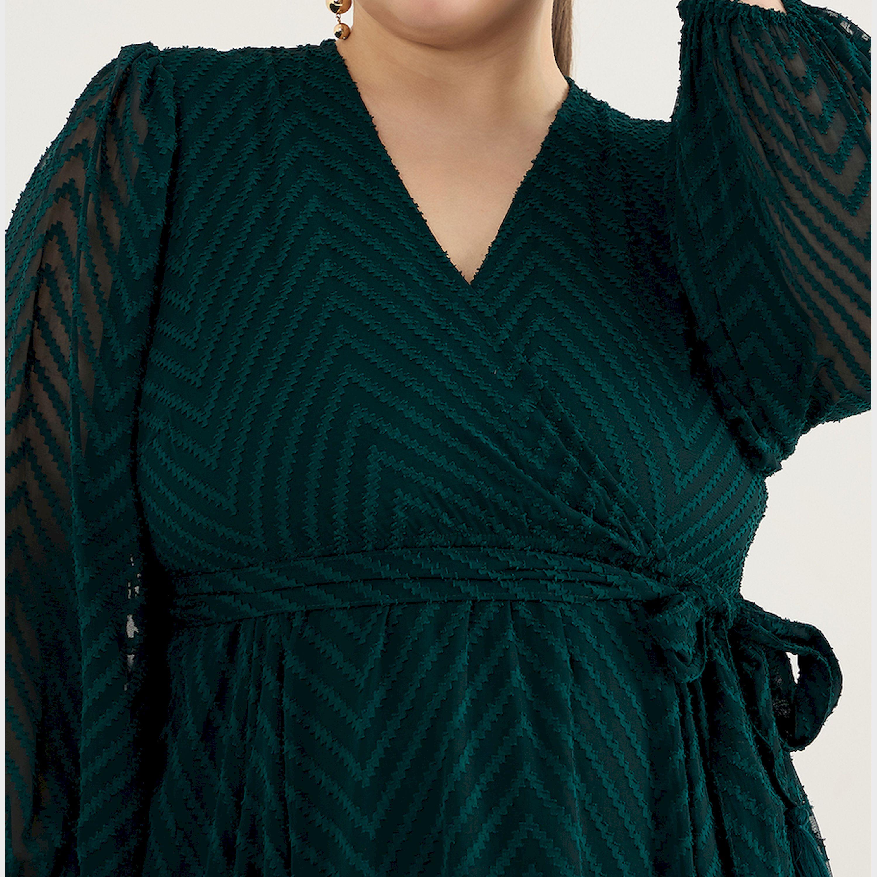 فيميلا × ستايلي - فستان شيفون ميدي ملفوف بمقاس كبير وفتحة رقبة V-women-clothing-dresses-image-4