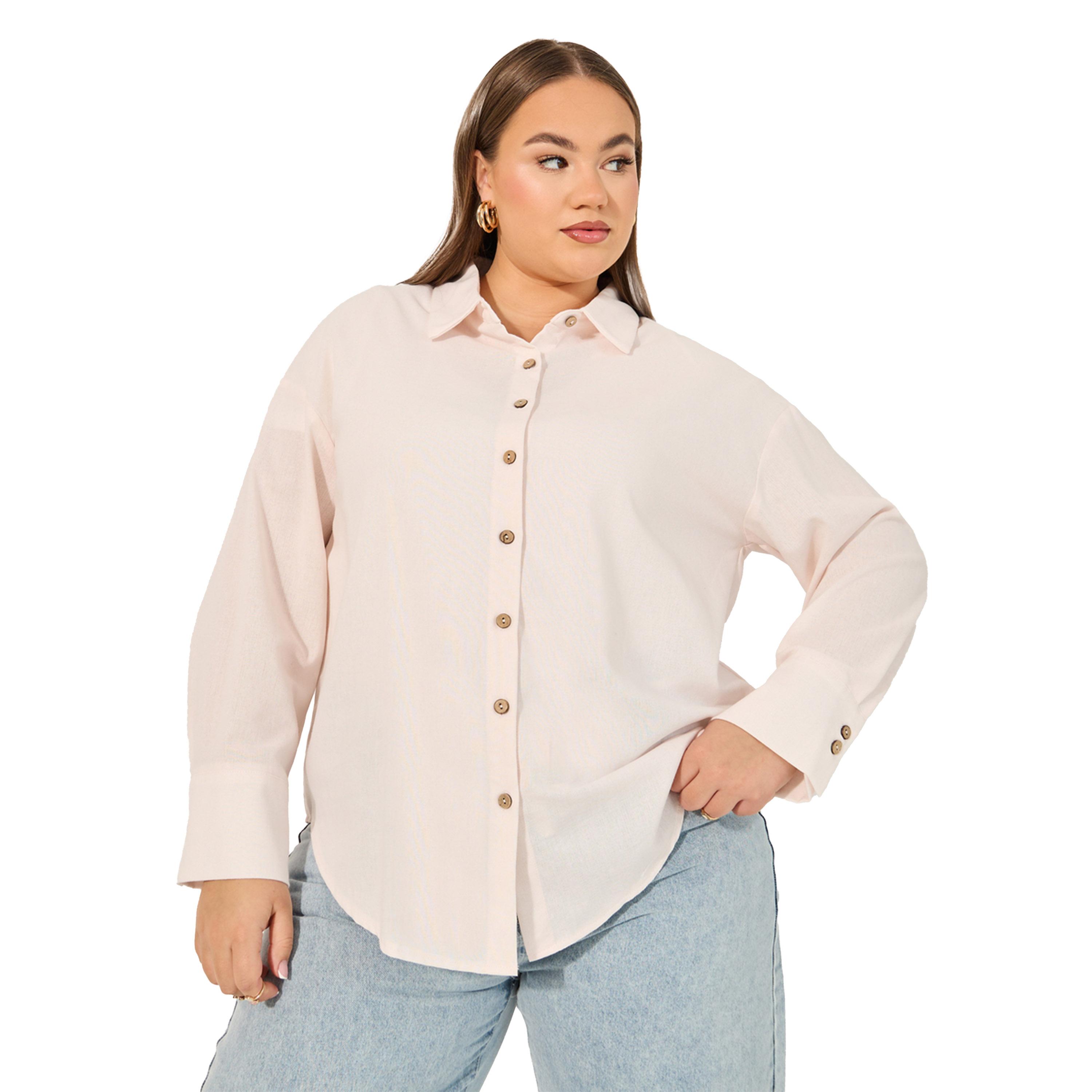 Styli Solid Button Down Oversized Longline Shirt-women-clothing-shirtsandblouses-shirts-image-1