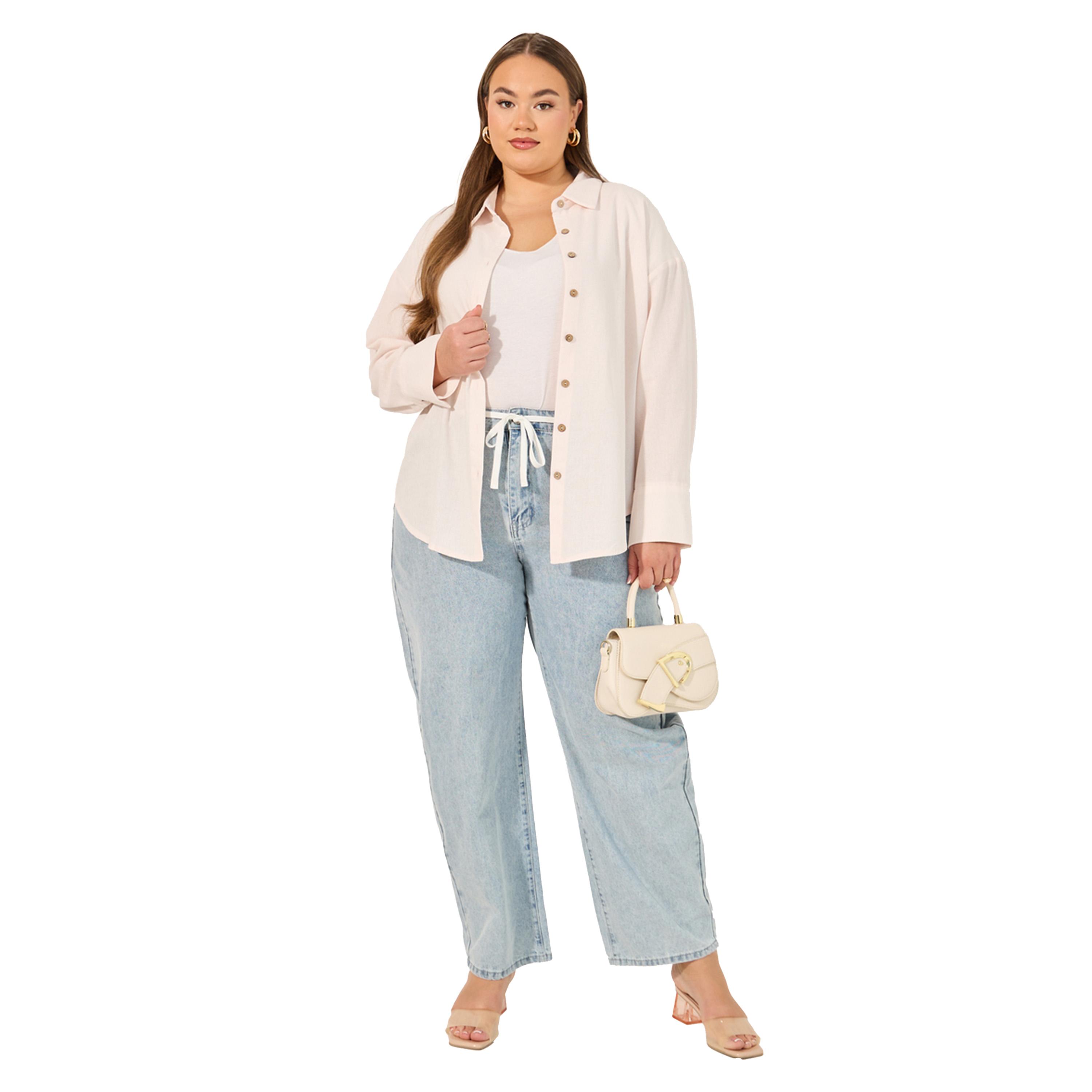 Styli Solid Button Down Oversized Longline Shirt-women-clothing-shirtsandblouses-shirts-image-2