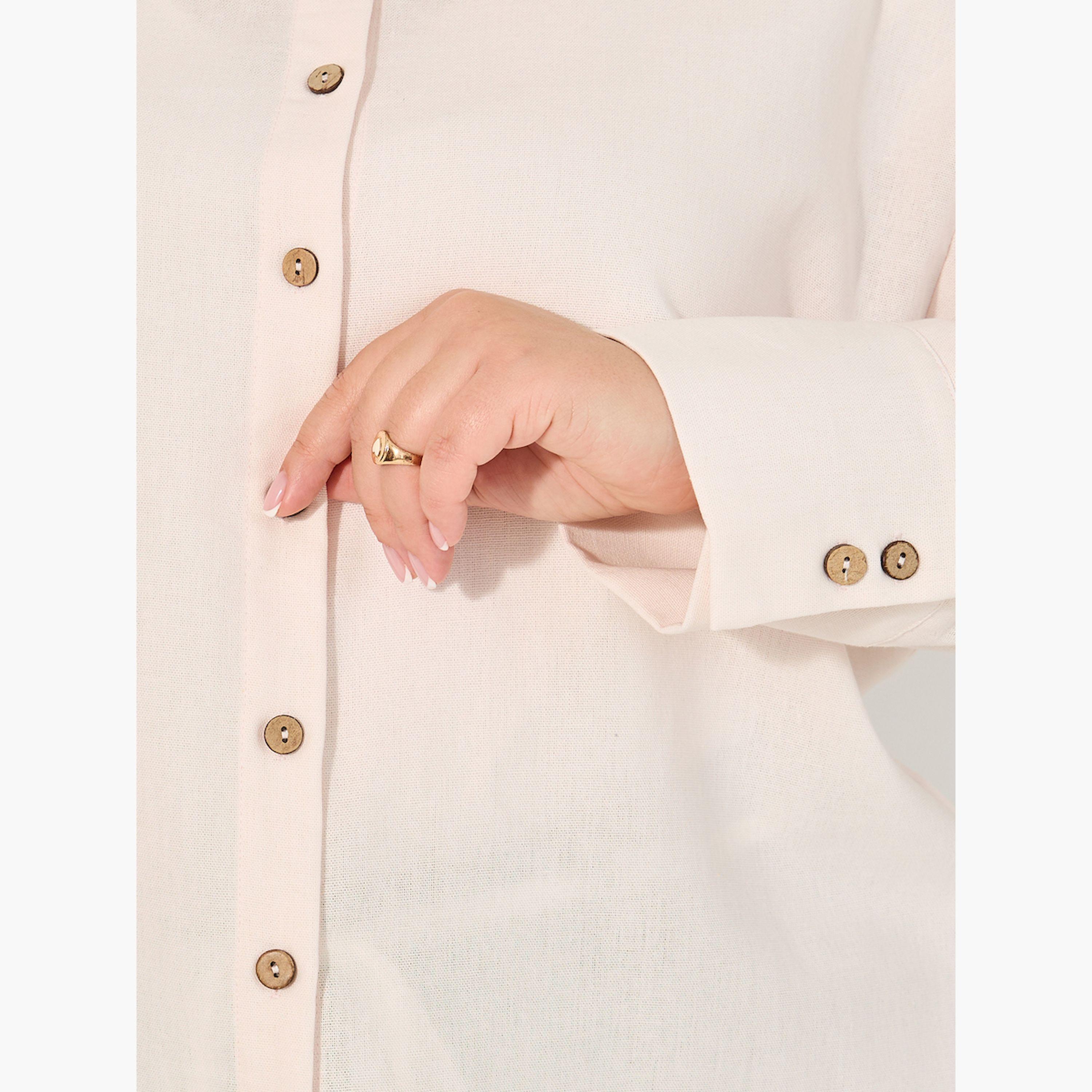 Styli Solid Button Down Oversized Longline Shirt-women-clothing-shirtsandblouses-shirts-image-3