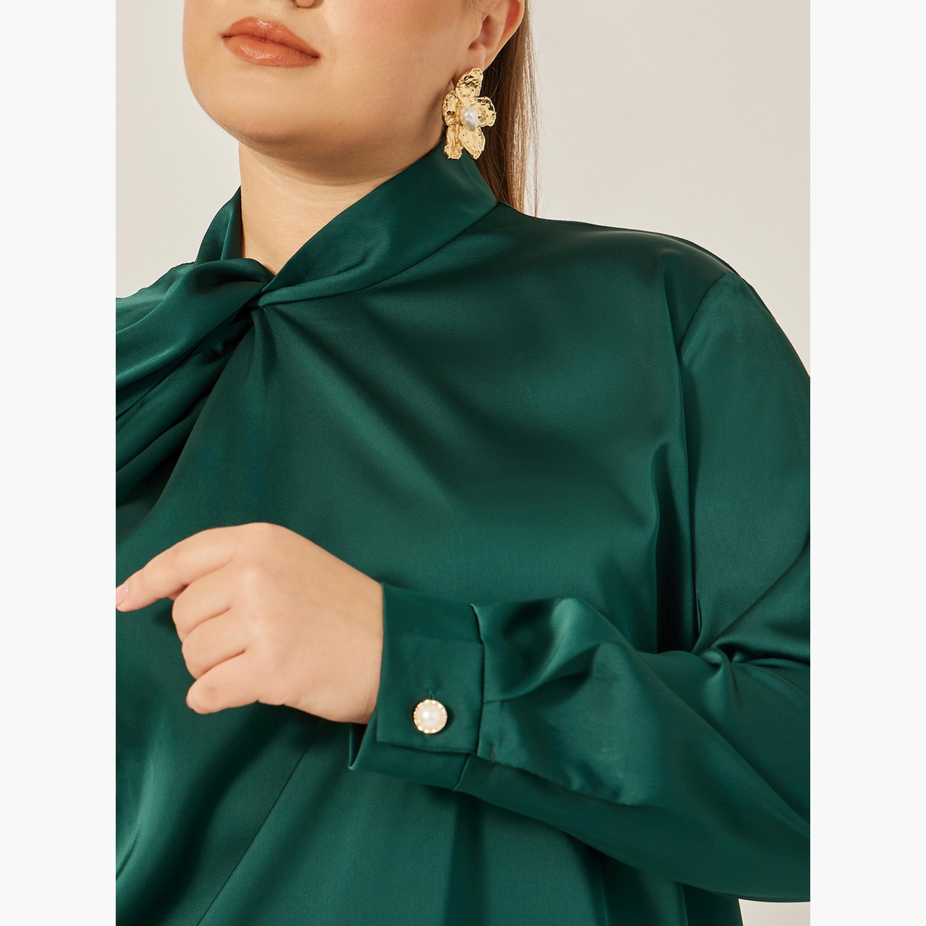 Styli Plus Size Satin Twist Neck Regular Fit Blouse-women-clothing-shirtsandblouses-blouses-image-4