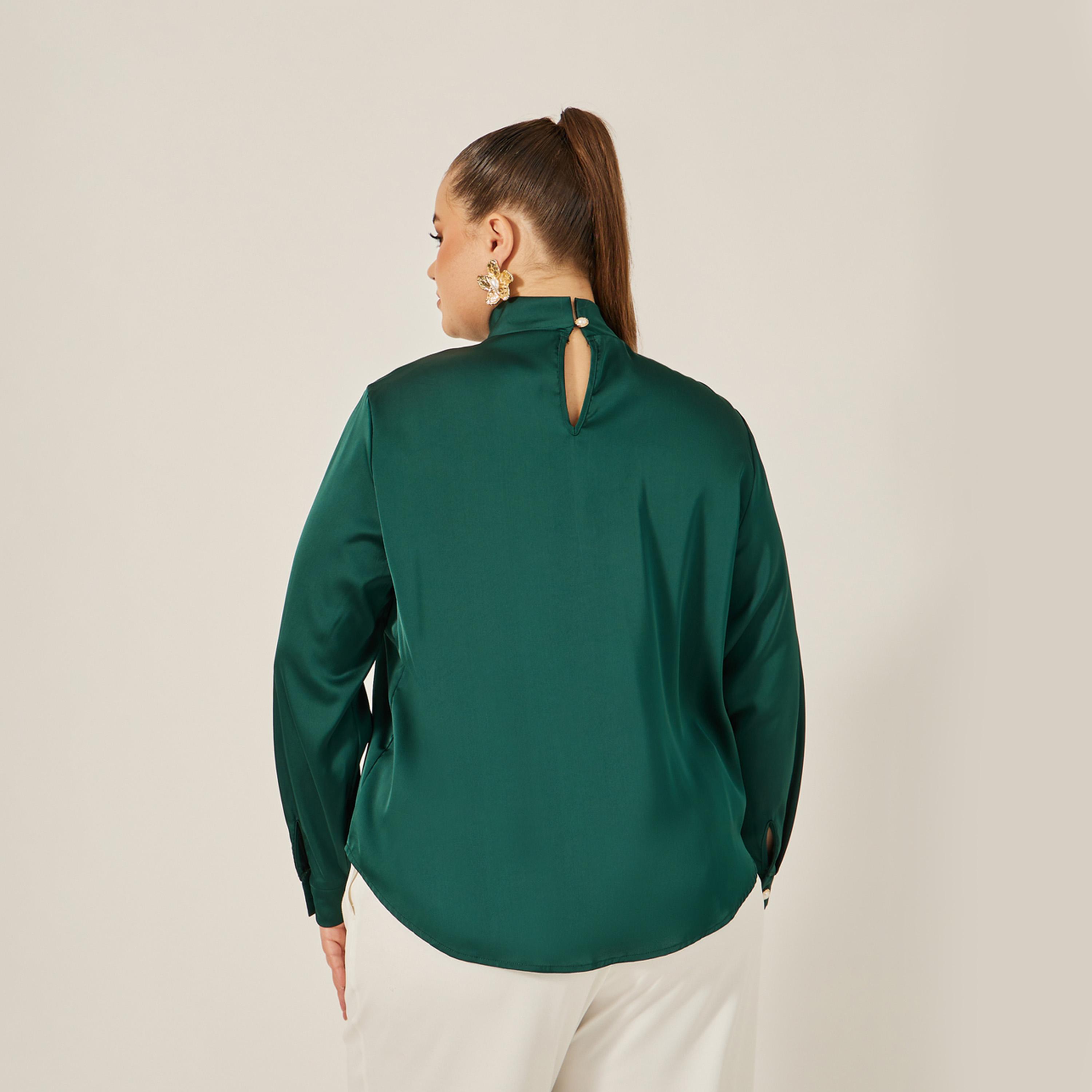 Styli Plus Size Satin Twist Neck Regular Fit Blouse-women-clothing-shirtsandblouses-blouses-image-5