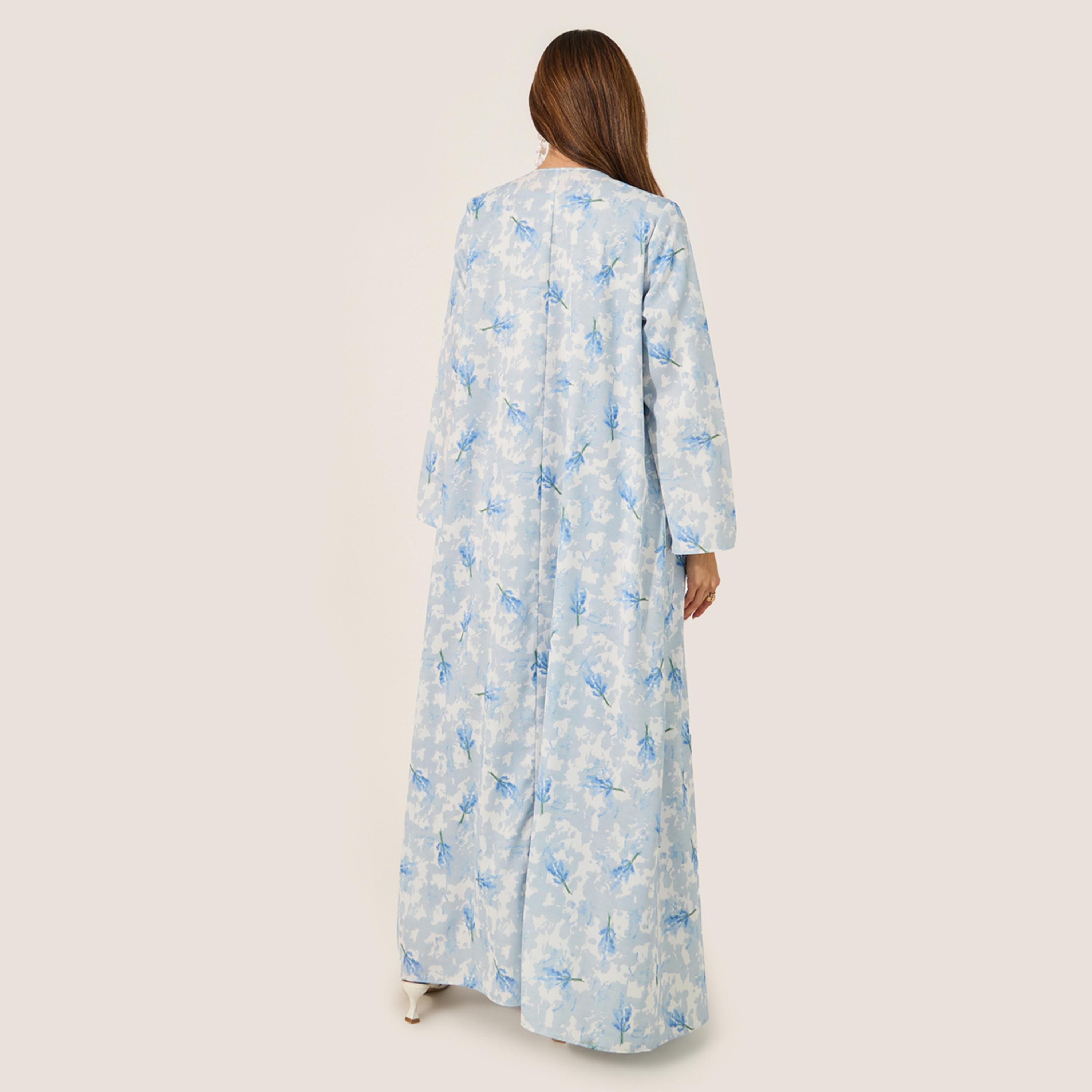Amirah X Styli Floral Print Flared Abaya with Printed Scarf-women-arabicclothing-abayas-image-5