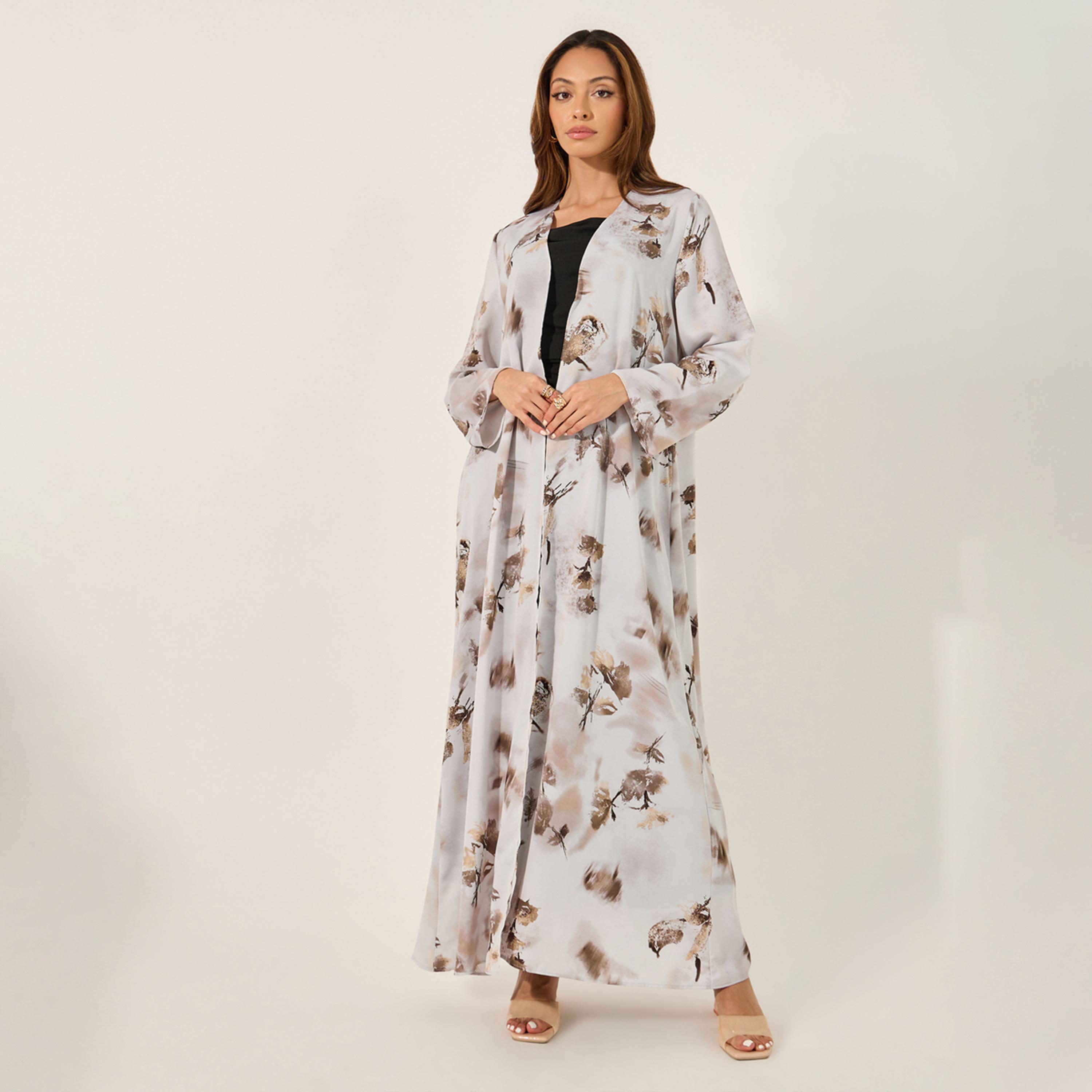 Amirah X Styli Floral Print Abaya with Printed Scarf-women-arabicclothing-abayas-image-1
