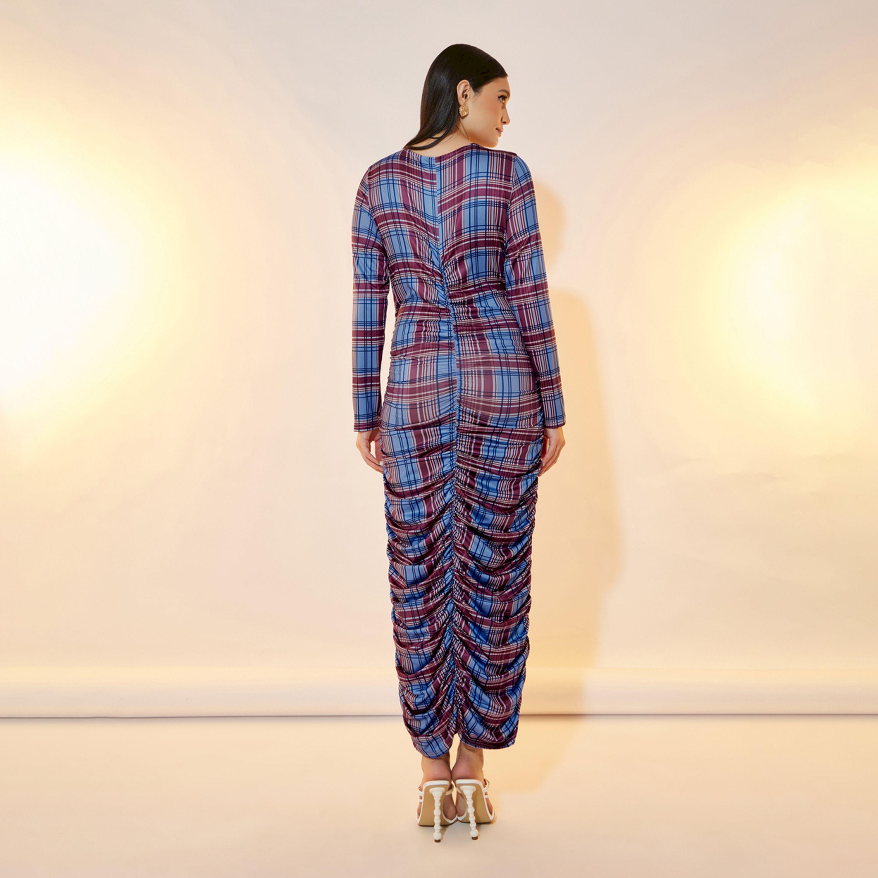 فستان ميدي بوديكون بطبعة مربعات-women-clothing-dresses-image-6