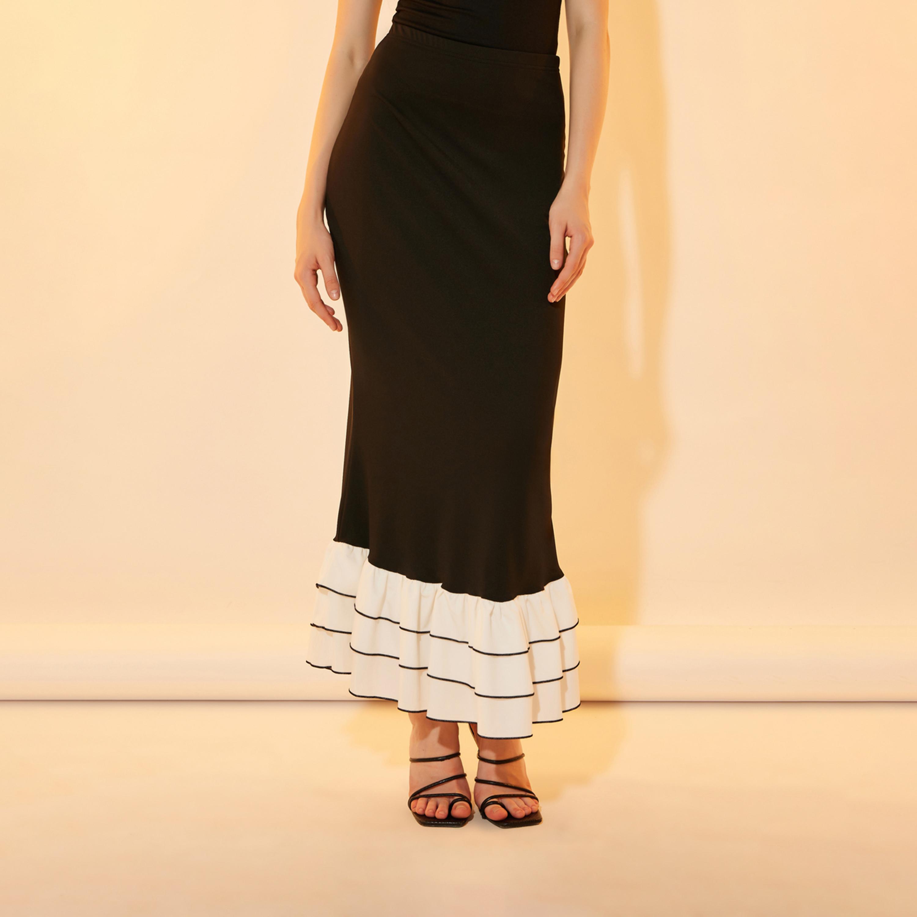 Take Two Color Block Mermaid Hem Bodycon Maxi Skirt-women-clothing-bottoms-skirts-image-2