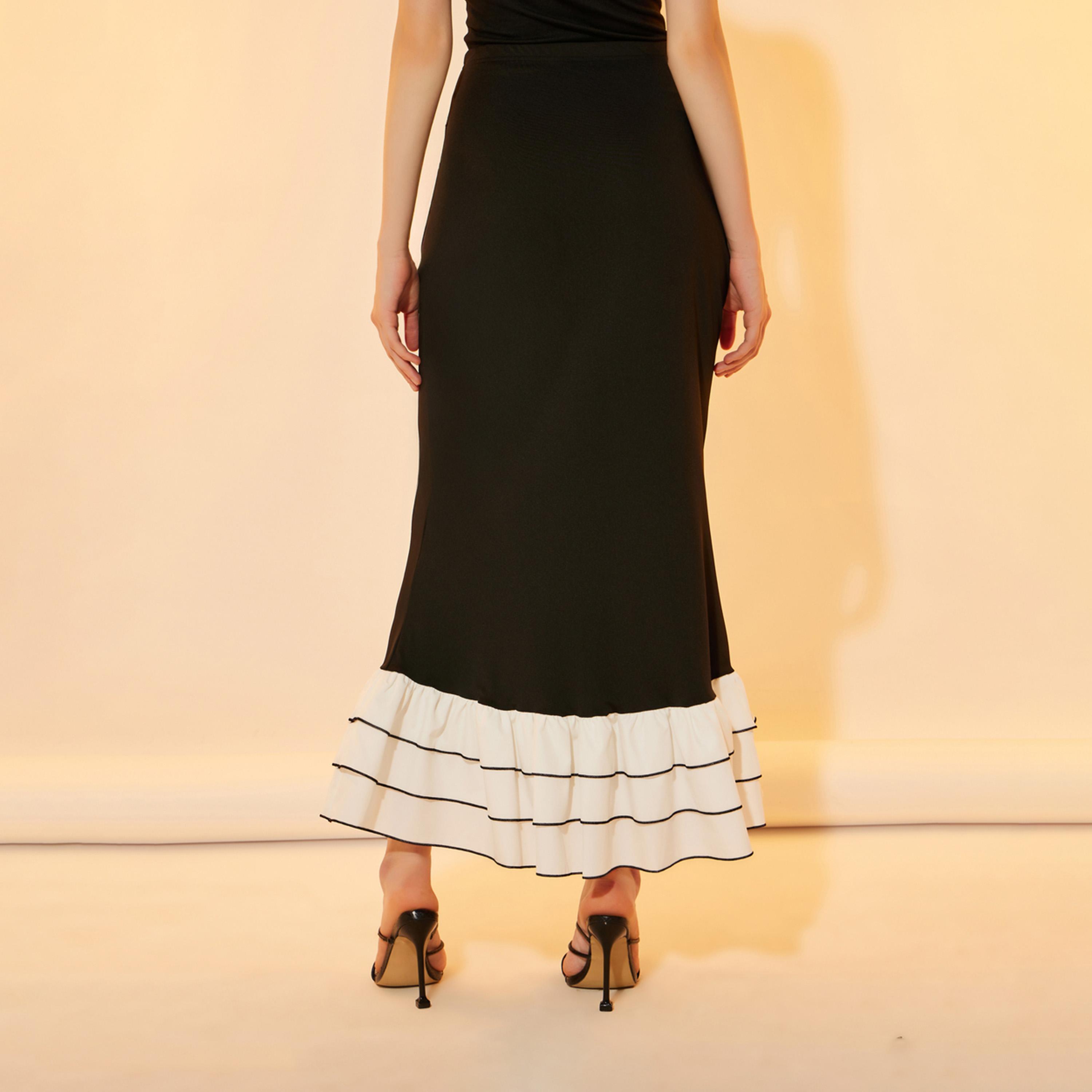 Take Two Color Block Mermaid Hem Bodycon Maxi Skirt-women-clothing-bottoms-skirts-image-4