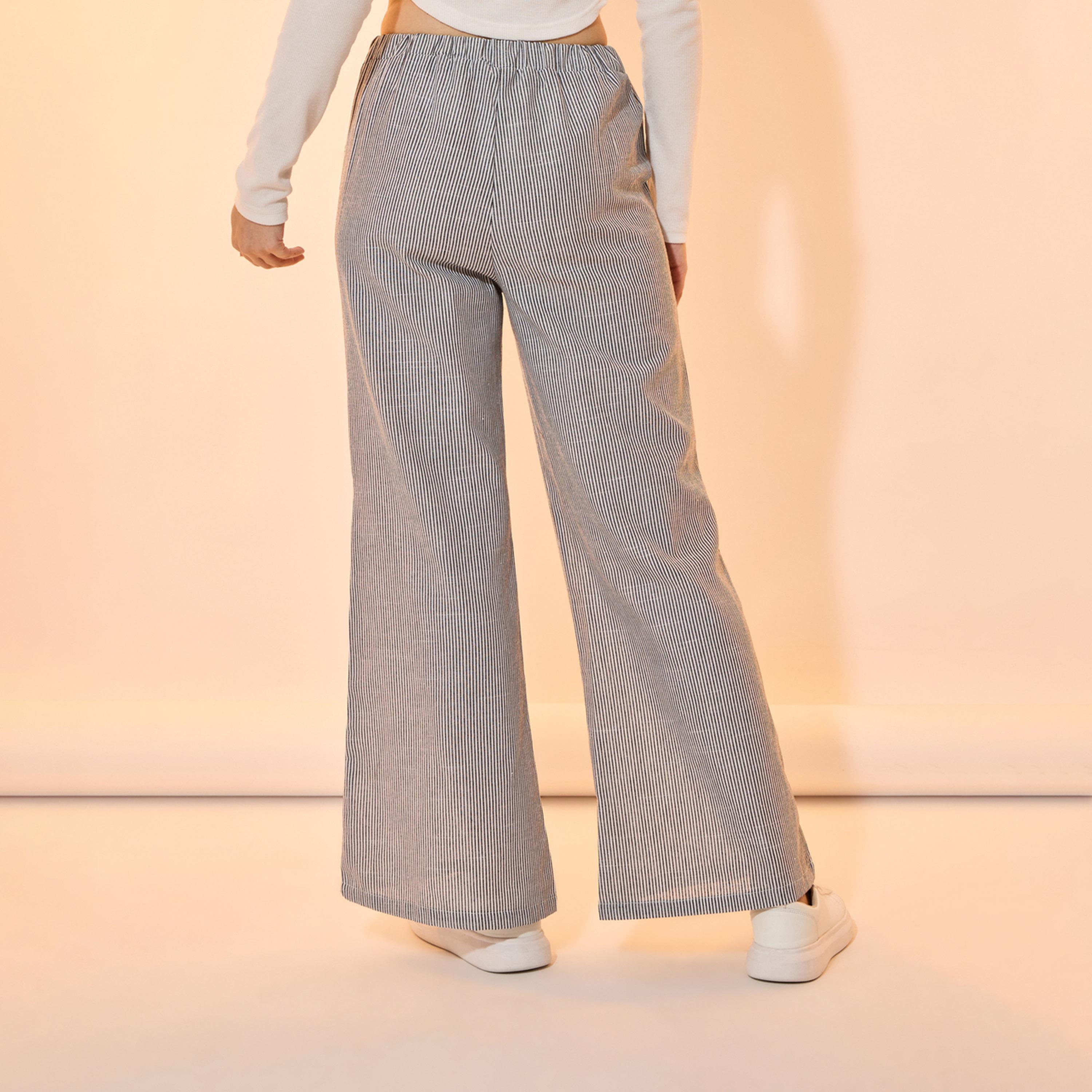 Take Two Striped Pocket Detail Wide Leg Pants with Drawstring-women-clothing-bottoms-trousers-image-4
