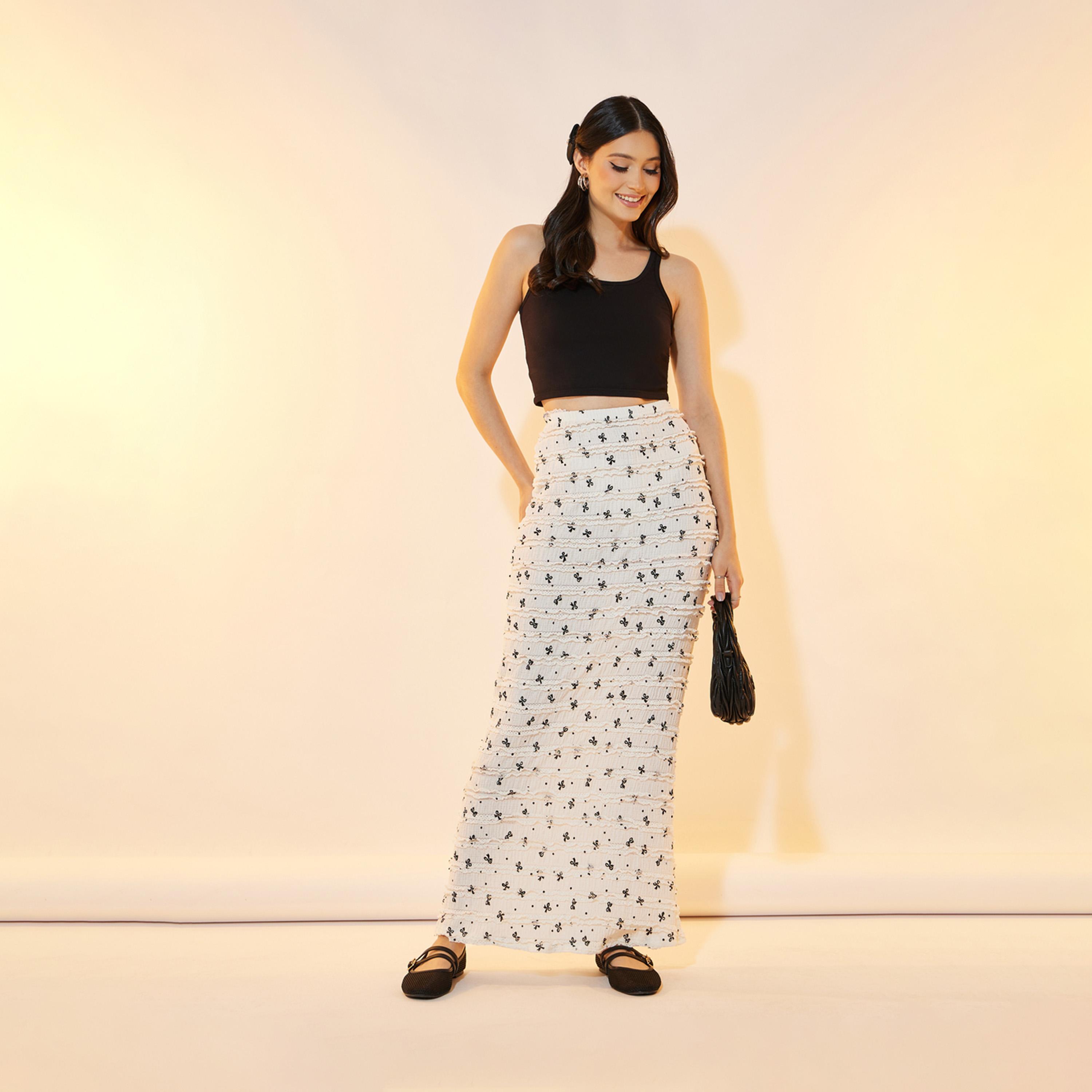 Take Two Scatter Pattern Print Texture Mermaid Maxi Skirt-women-clothing-bottoms-skirts-image-1