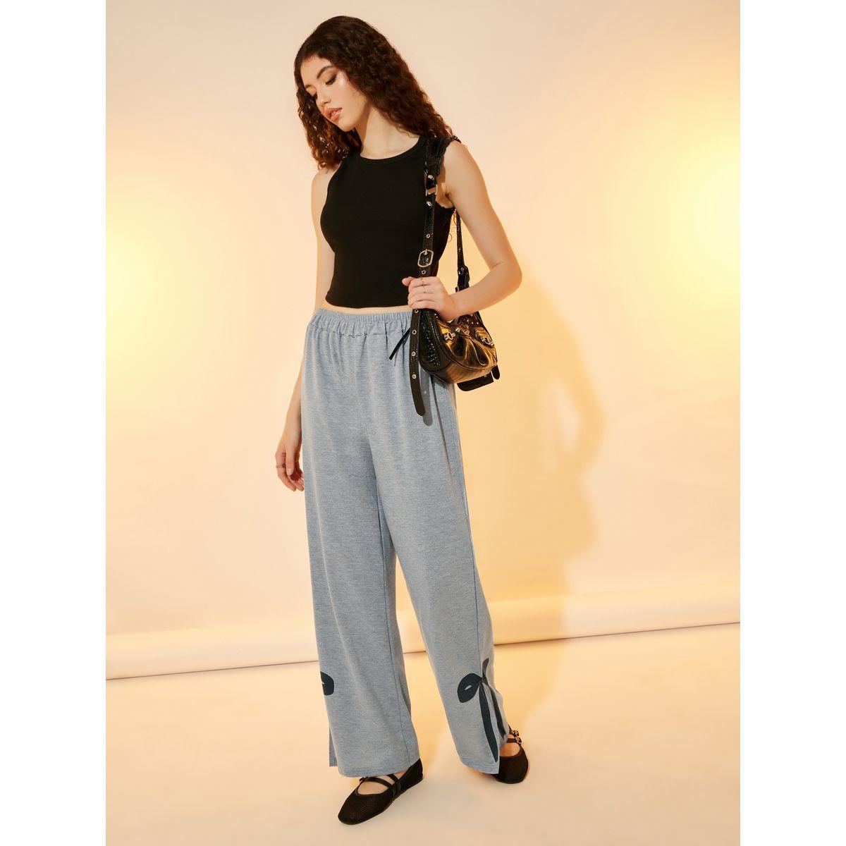 بنطال بأرجل واسعة وشق جانبي مع ربطة فيونكة-women-clothing-bottoms-trousers-image-1