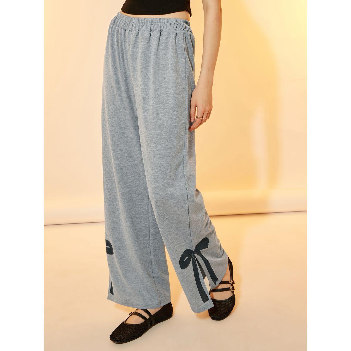بنطال بأرجل واسعة وشق جانبي مع ربطة فيونكة-women-clothing-bottoms-trousers-image-2