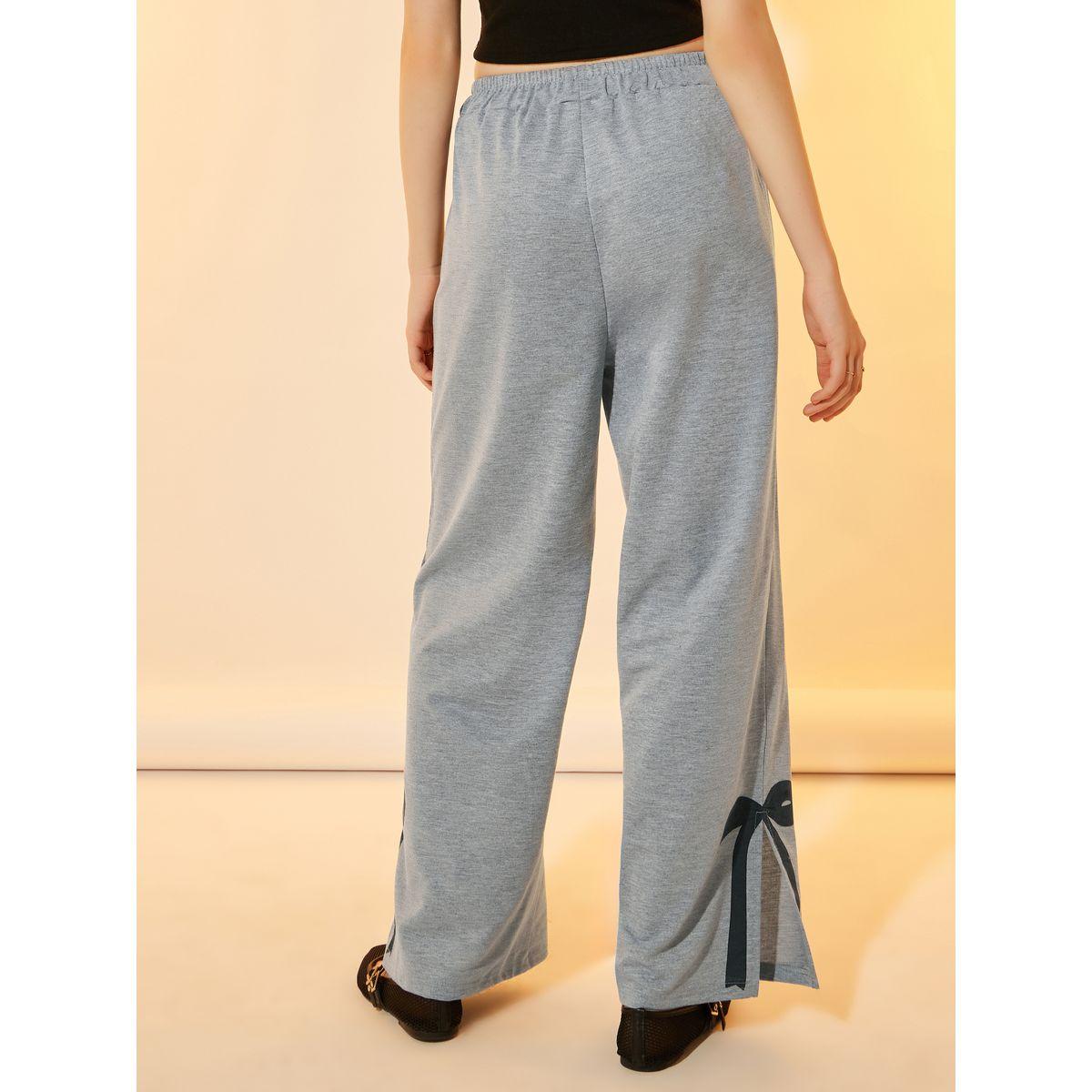 بنطال بأرجل واسعة وشق جانبي مع ربطة فيونكة-women-clothing-bottoms-trousers-image-4
