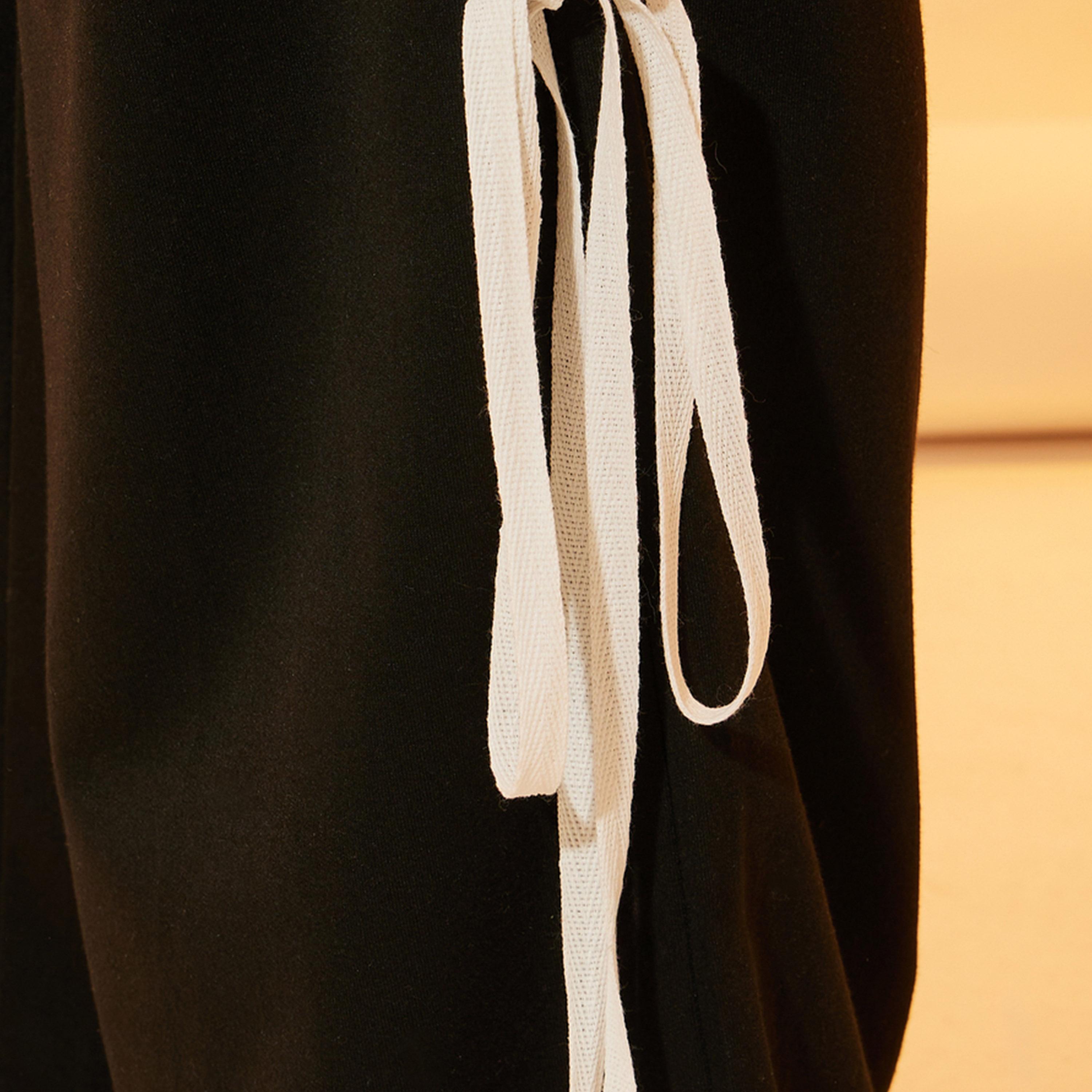 بنطال بأرجل واسعة وأشرطة جانية مع أربطة-women-clothing-bottoms-trousers-image-3