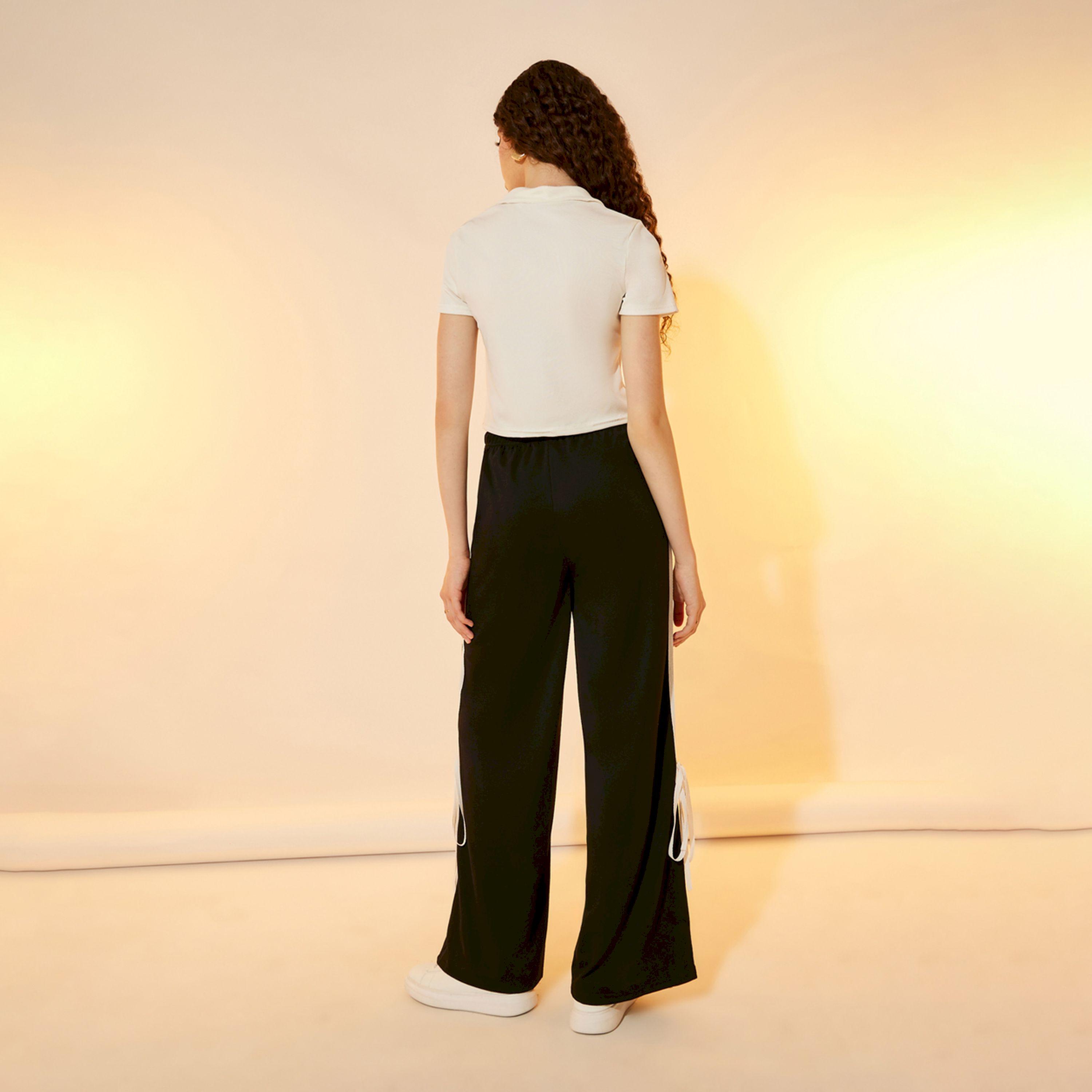 Take Two Side Taping Tie-Up Detail Wide Leg Pants-women-clothing-bottoms-trousers-image-4