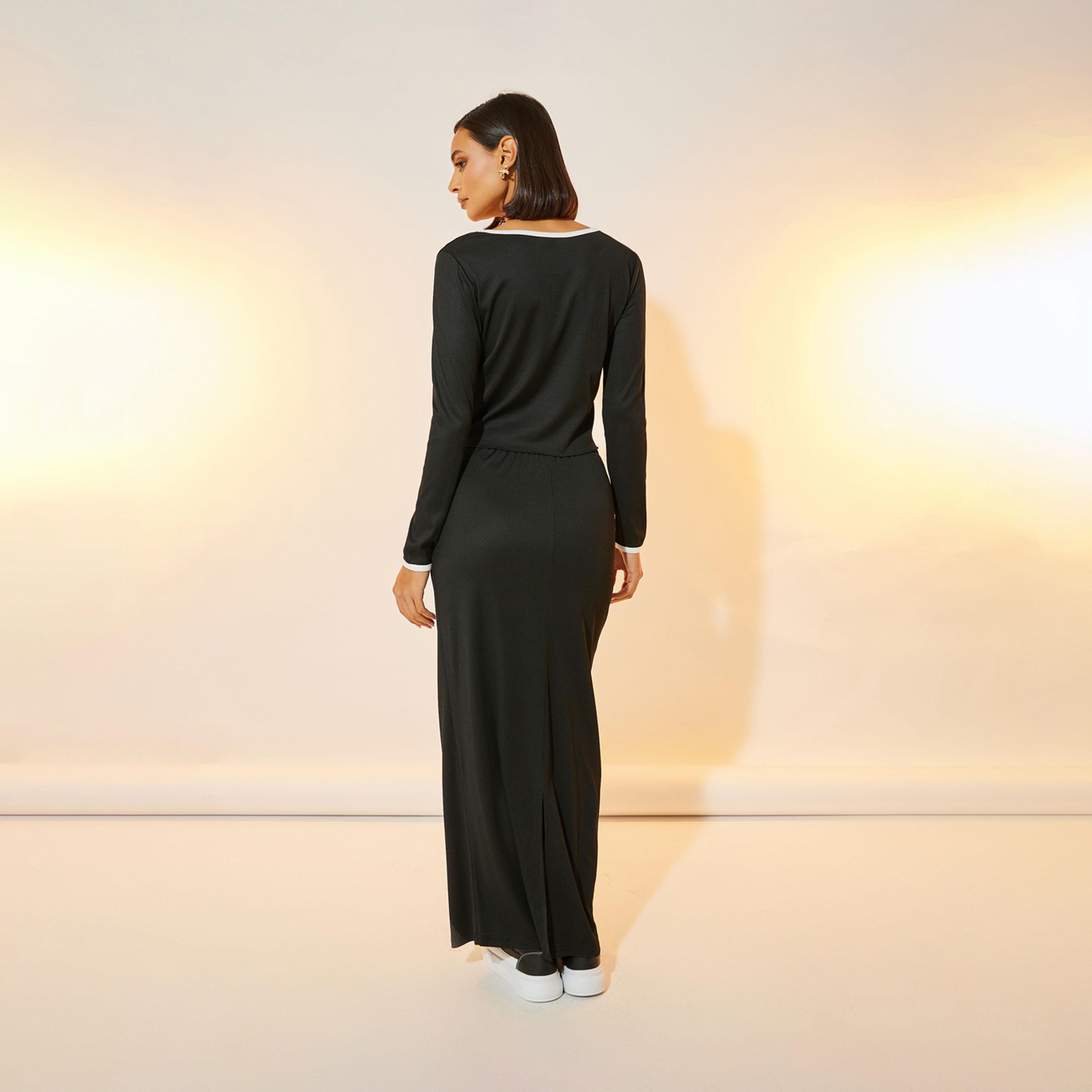 Take Two Contrast Edge Ribbed Crop Top and Maxi Skirt Co-Ords-women-clothing-coordsets-image-6