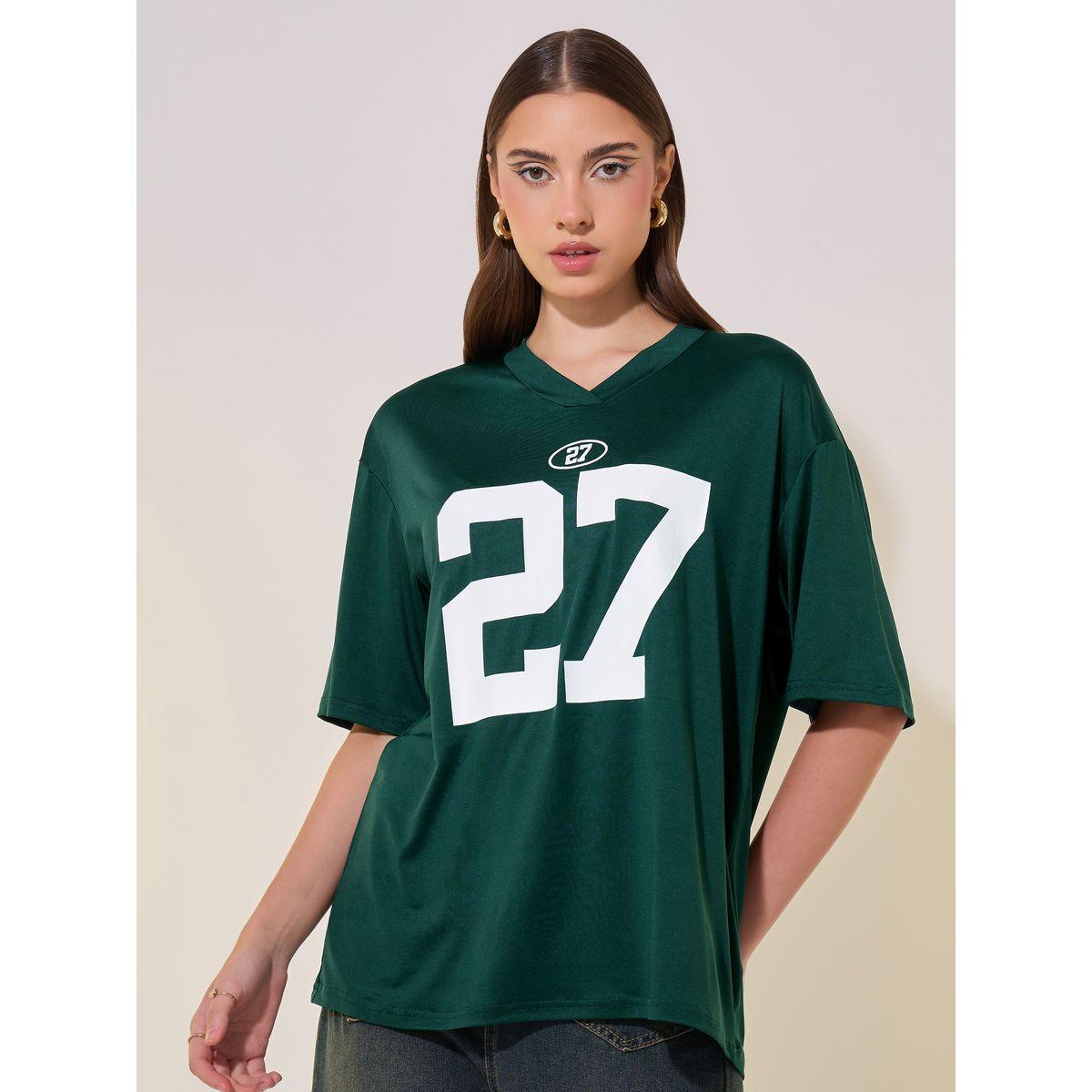 Slogan Print V-Neck Regular Fit T-Shirt-women-clothing-tshirts-image-3