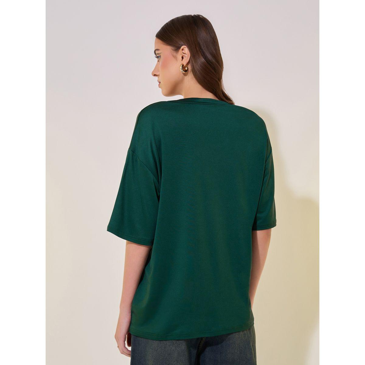 Slogan Print V-Neck Regular Fit T-Shirt-women-clothing-tshirts-image-5