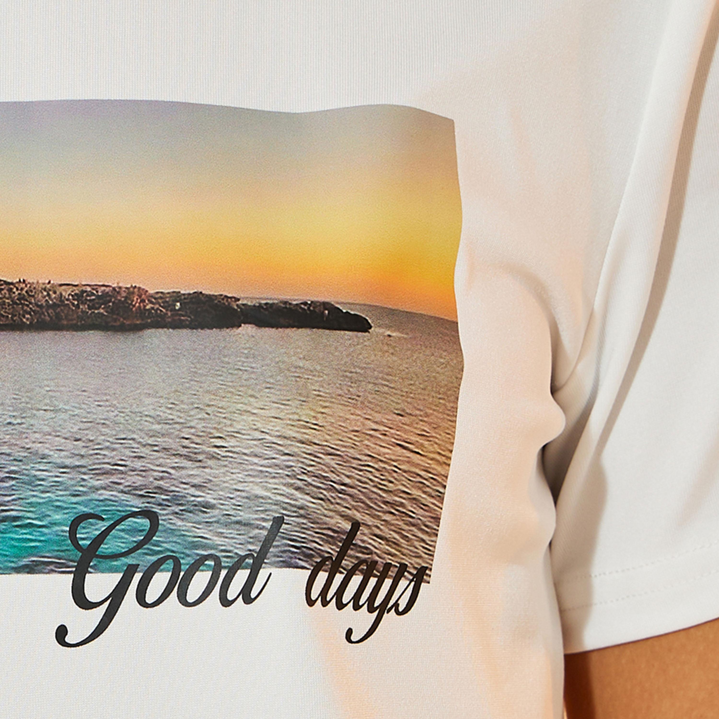 Take Two Graphic Print Round Neck T-Shirt and Gingham Check Pants Co-Ords-women-clothing-coordsets-image-3