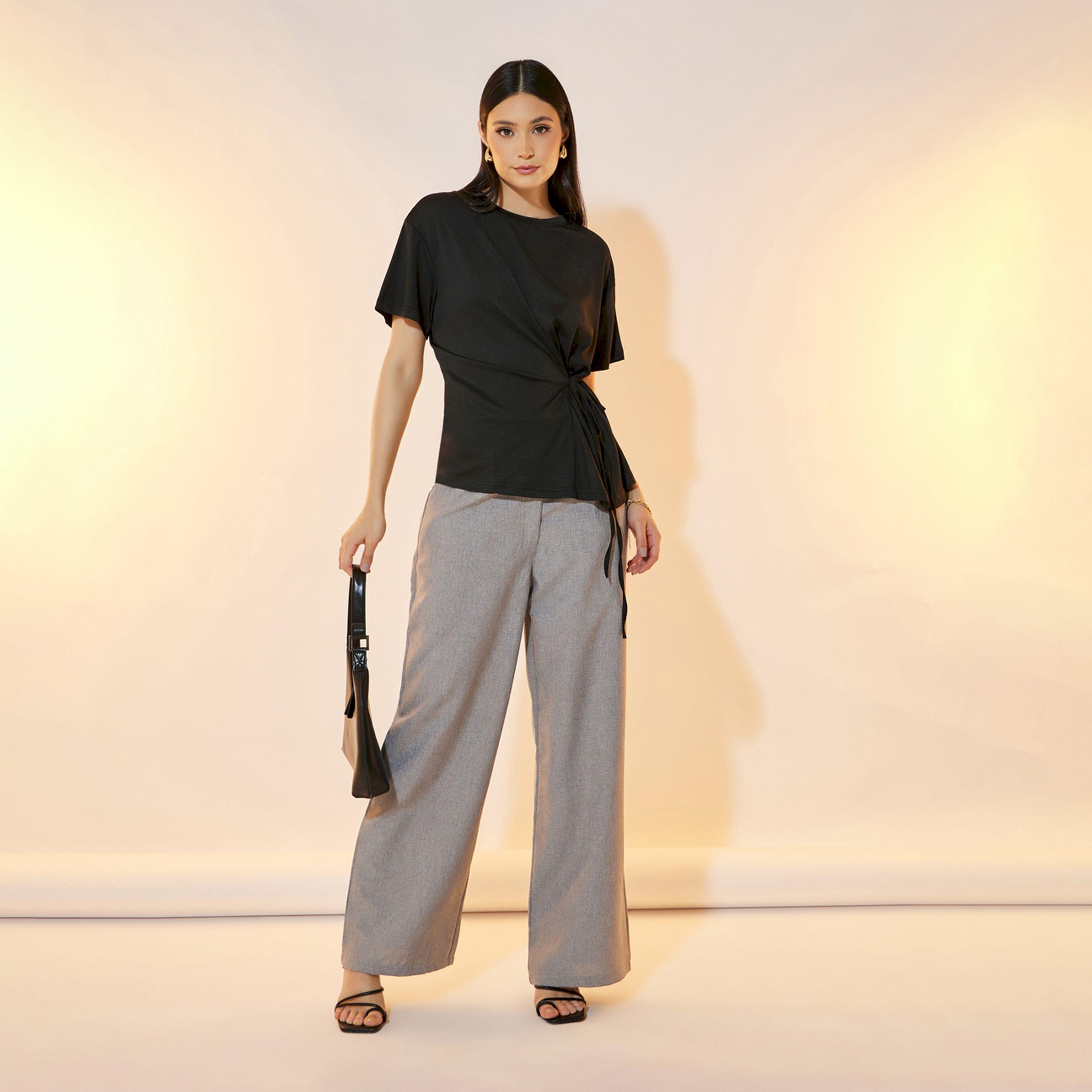 تيشيرت سادة بياقة دائرية وأربطة-women-clothing-tshirts-image-3
