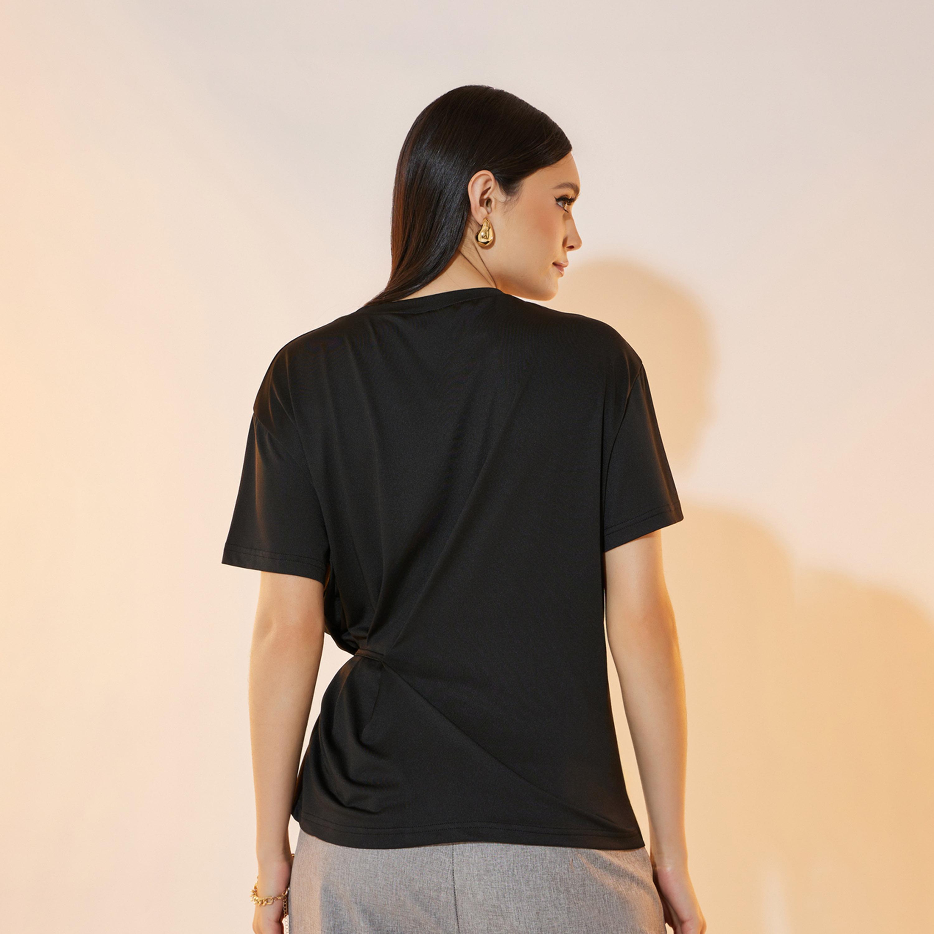 Take Two Solid Tie-Up Round Neck T-shirt-women-clothing-tshirts-image-4