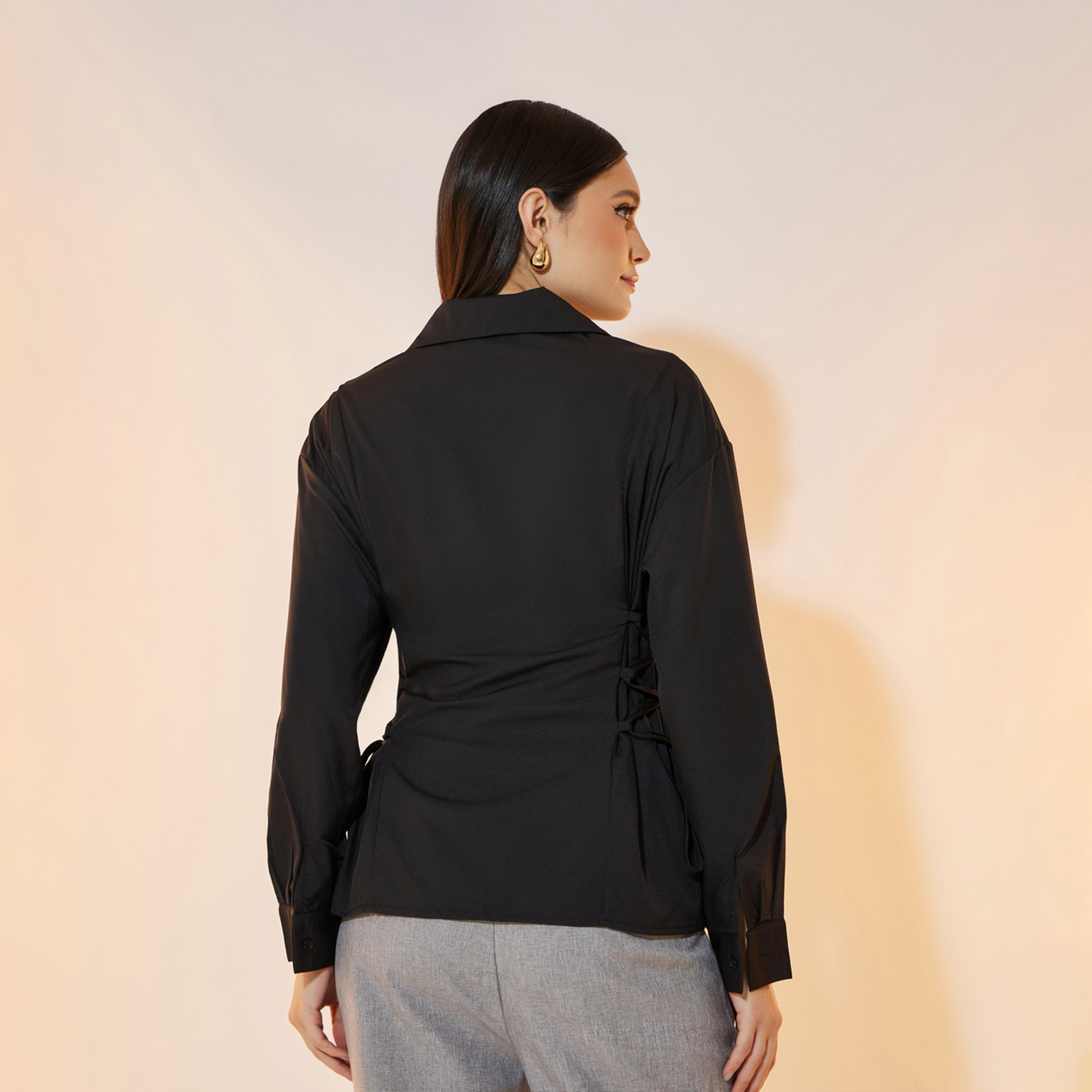 Take Two Solid Waist Tie-Up Long Sleeve Shirt-women-clothing-shirtsandblouses-shirts-image-4