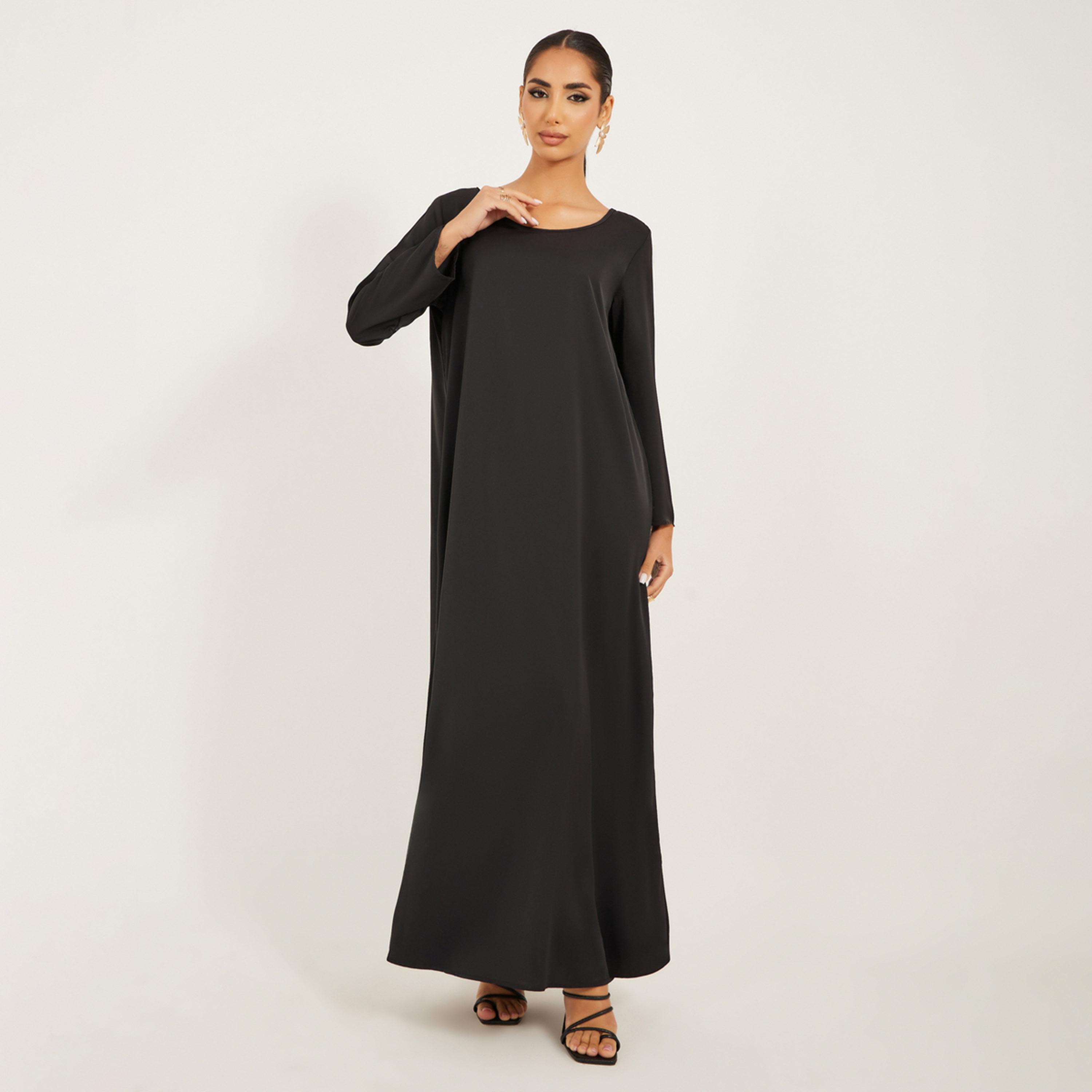 أميرة x ستايلي مجموعة من فستان سادة وعباية بطبعة زهور-women-arabicclothing-sets-image-6