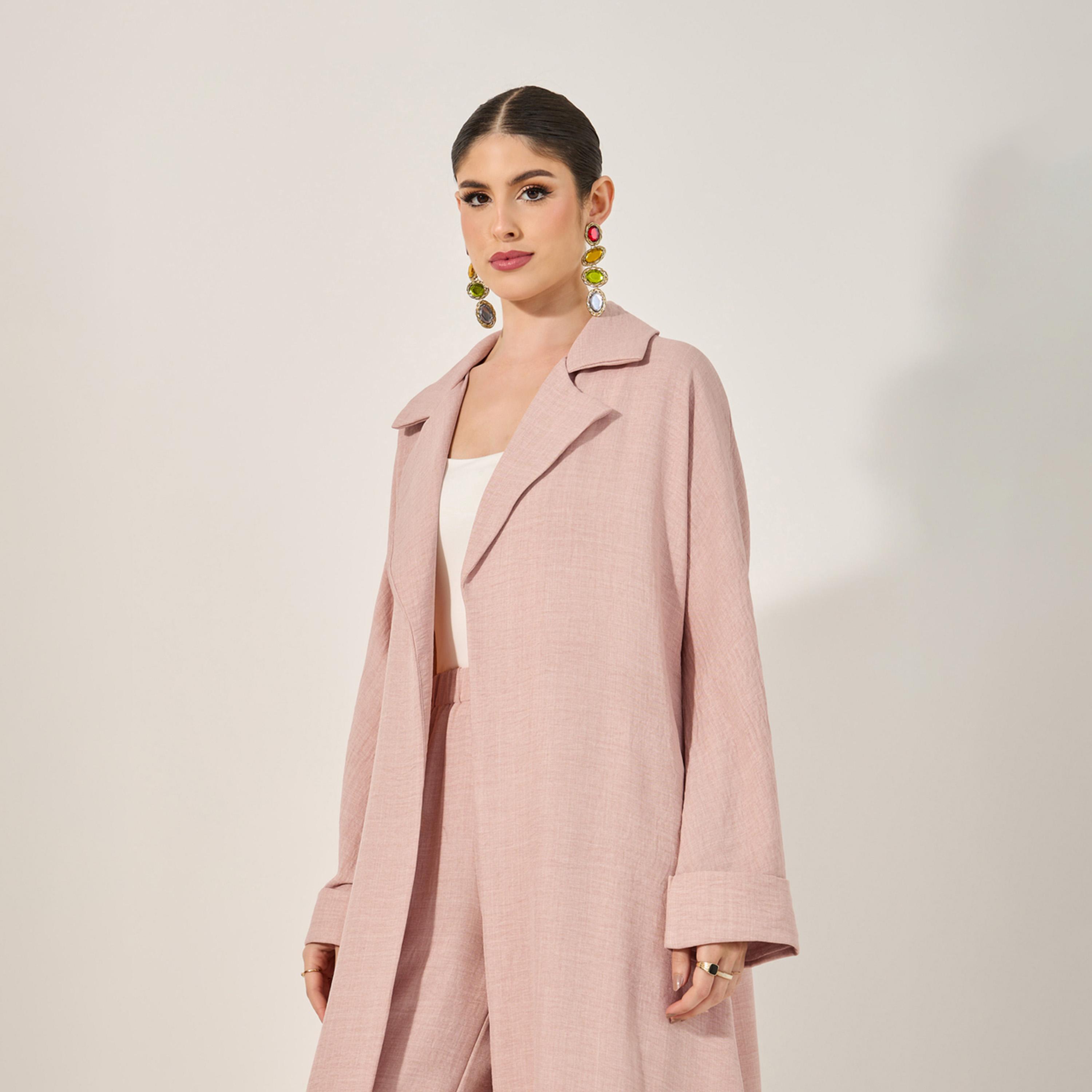 Styli Collar Style Regular Fit Abaya With Wide Leg Pants Modest Set-women-arabicclothing-sets-image-4