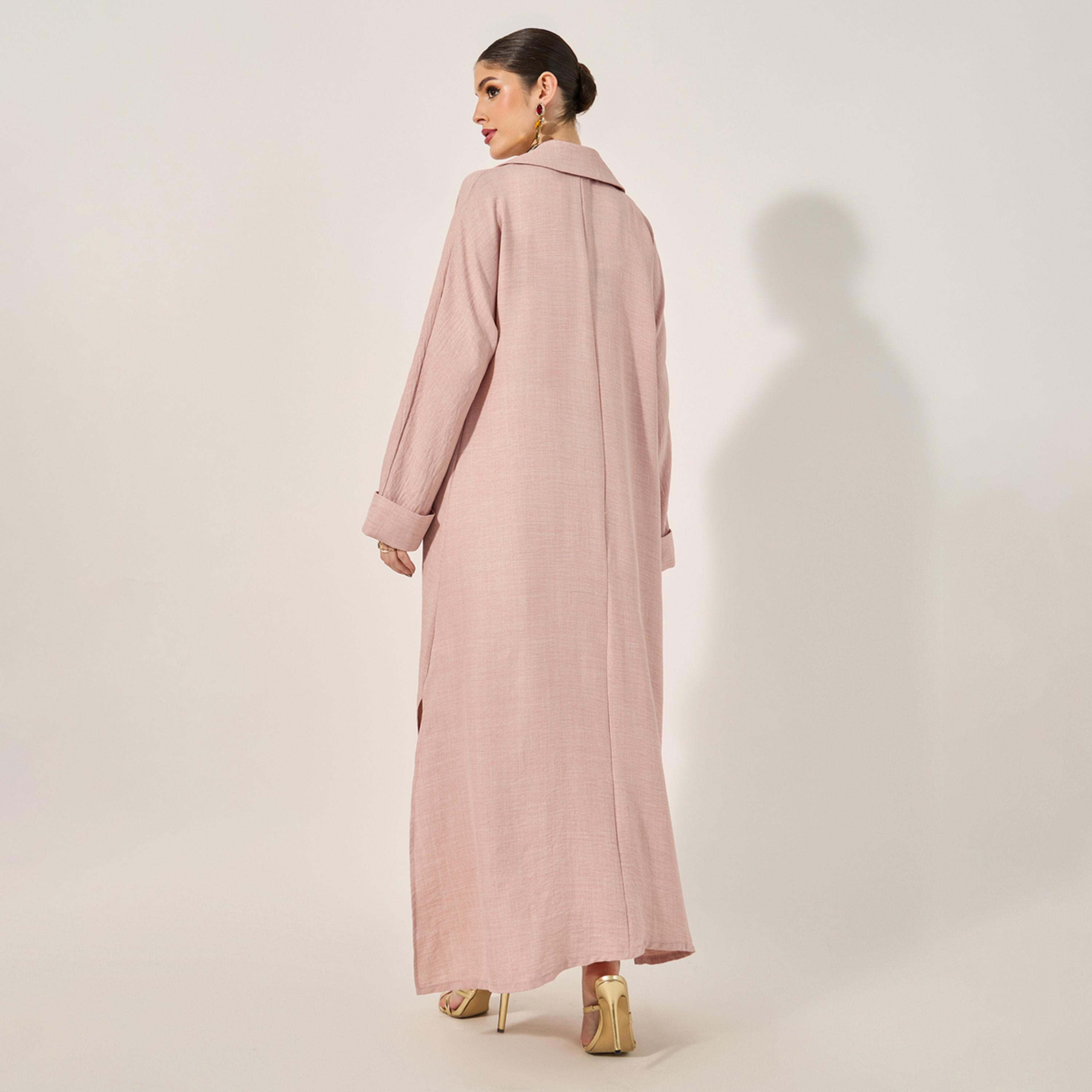 Styli Collar Style Regular Fit Abaya With Wide Leg Pants Modest Set-women-arabicclothing-sets-image-7