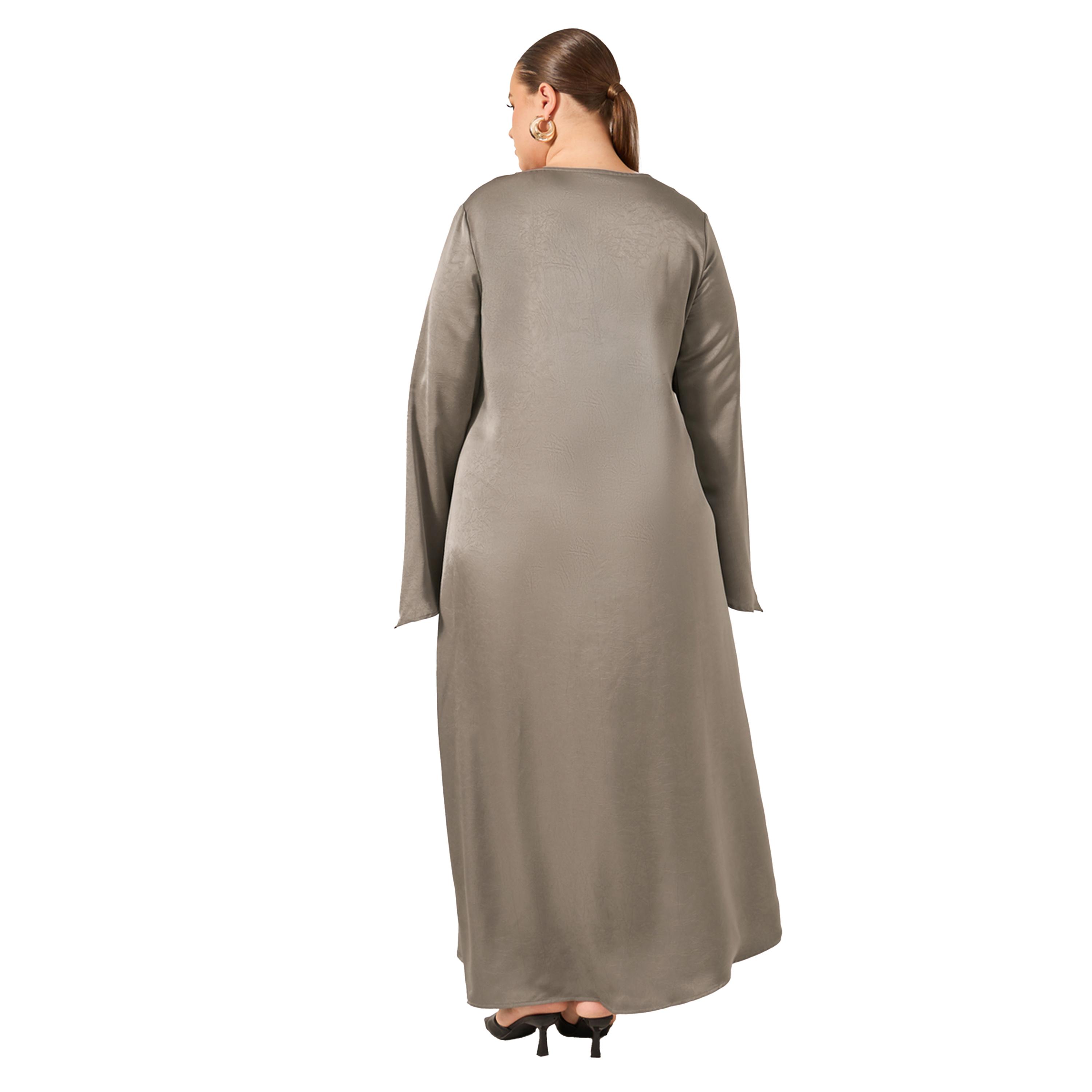 Styli Plus Size Textured Tie-Up Neck A-Line Maxi Dress-women-clothing-dresses-image-5