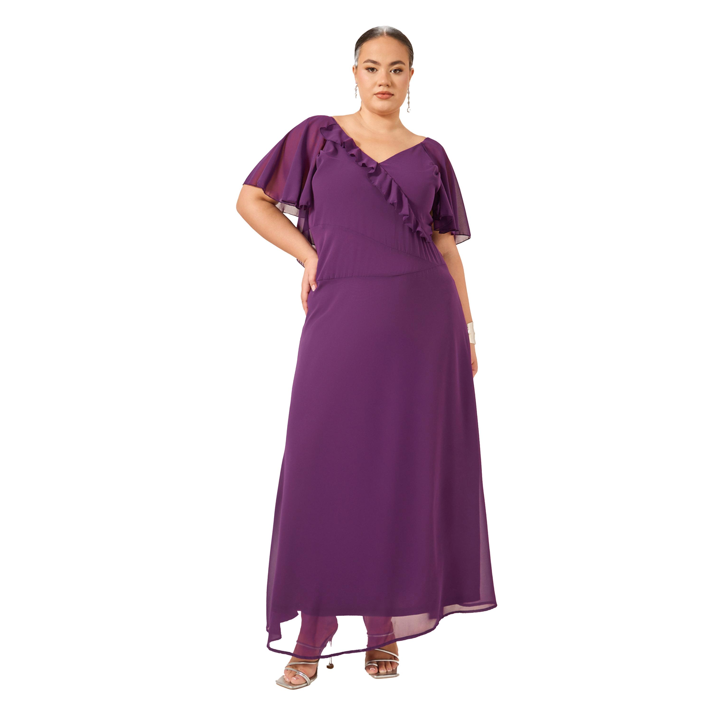 Styli Plus Size Ruffled Wrap Look A-Line Maxi Dress-women-clothing-dresses-image-1