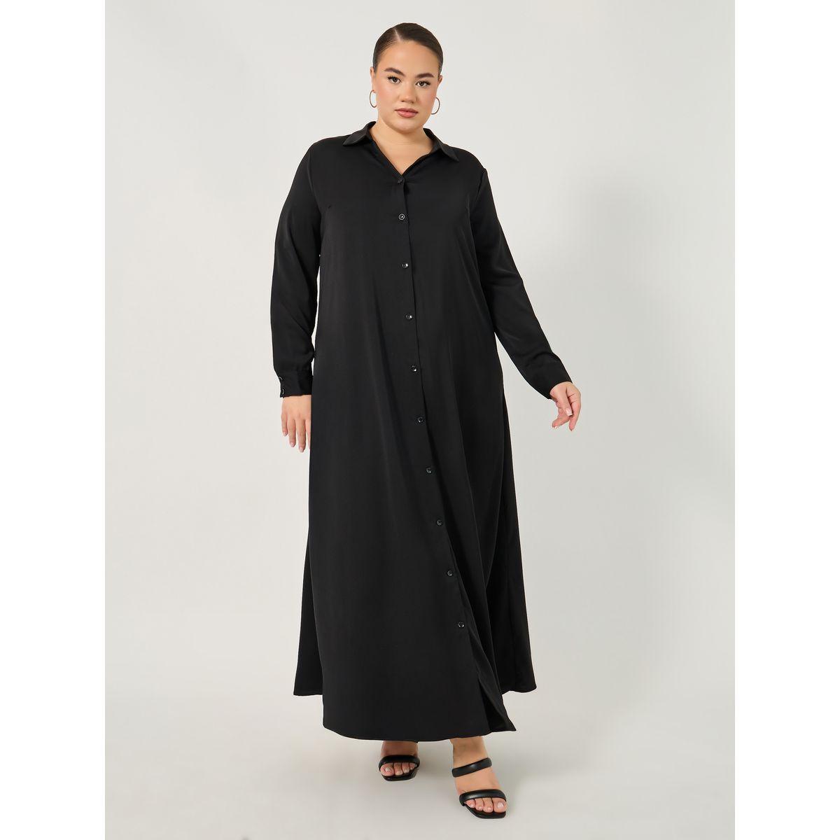 Plus Size Button Down Collared Maxi Shirt Dress-women-clothing-dresses-image-1