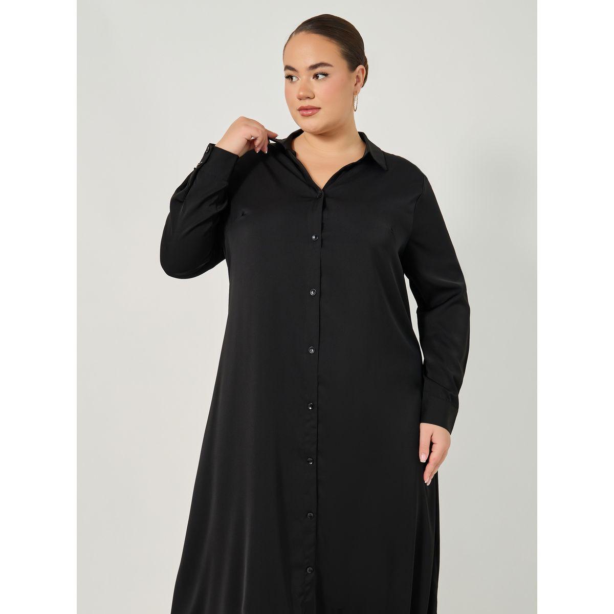 Plus Size Button Down Collared Maxi Shirt Dress-women-clothing-dresses-image-3