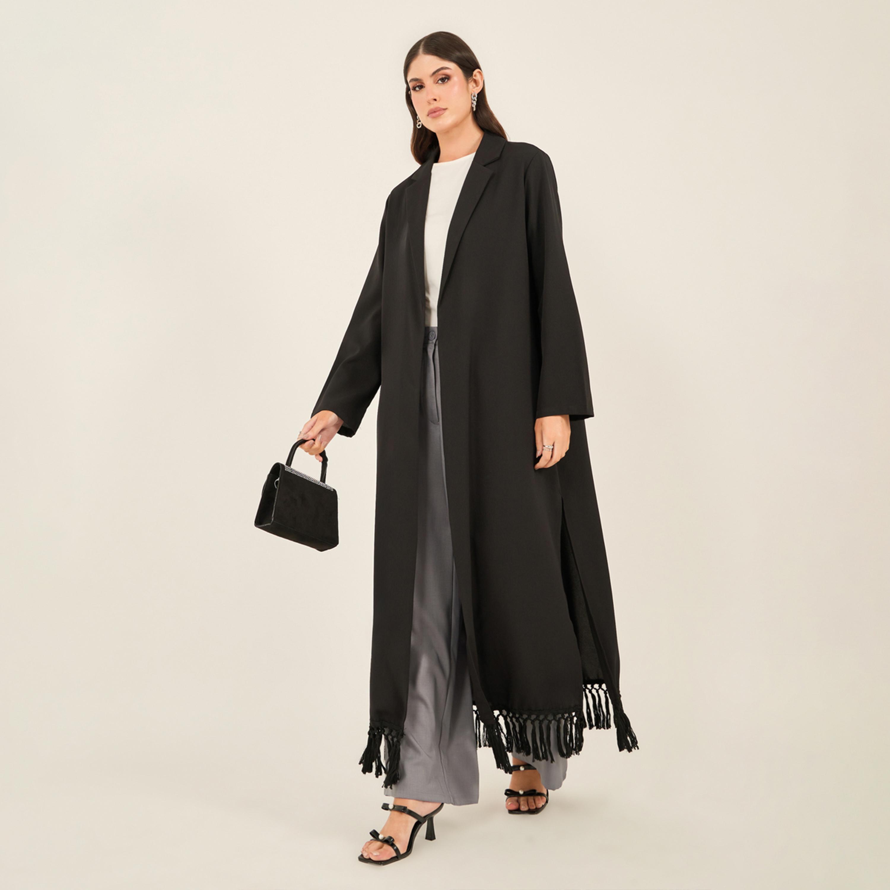Styli Regular Fit Collared Kimono with Fringe Trim-women-clothing-shirtsandblouses-shirts-image-1