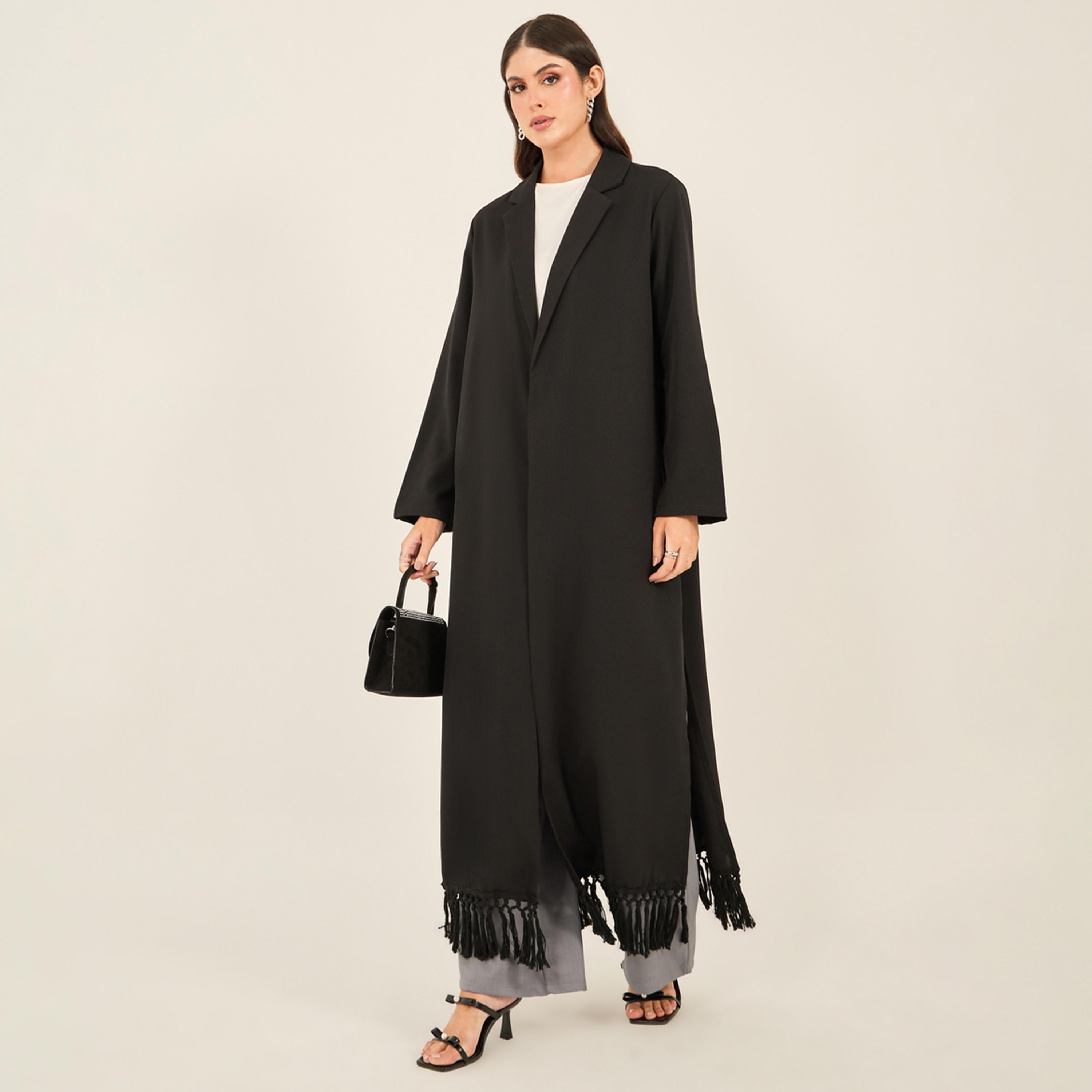 Styli Regular Fit Collared Kimono with Fringe Trim-women-clothing-shirtsandblouses-shirts-image-2