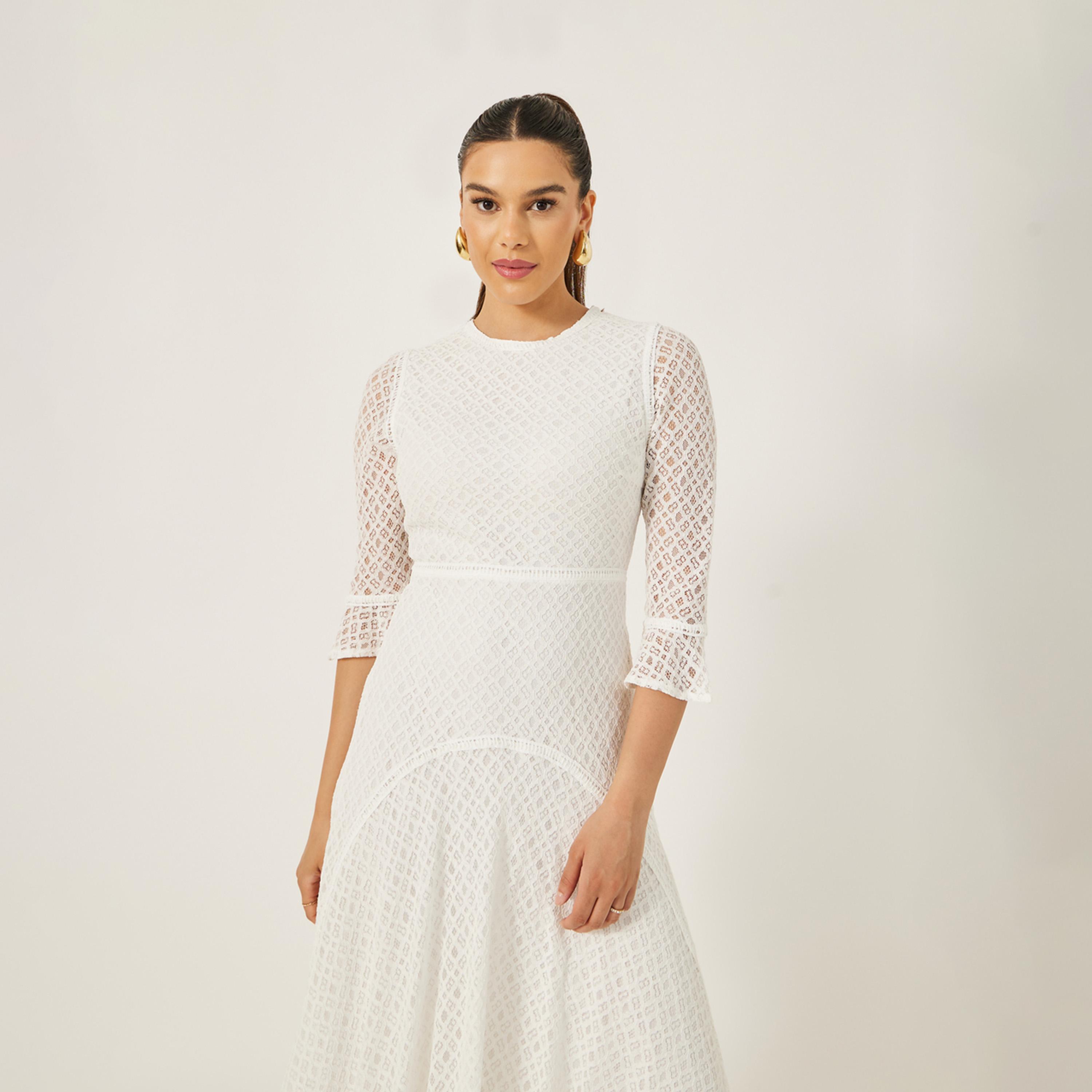 Styli Lace Insert Ruffle Sleeve Asymmetric Hem A-Line Midi Dress-women-clothing-dresses-image-4